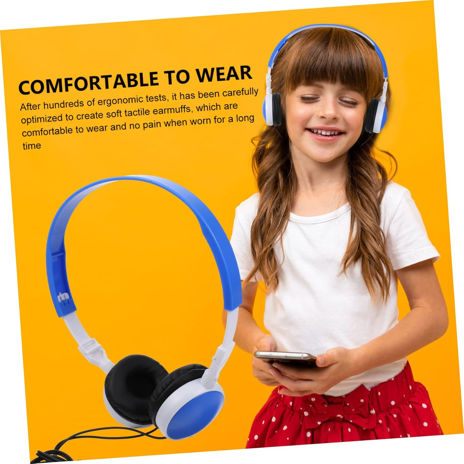 1 X Wired Foldable Headphones for Boys Girls Stereo Comfortable and Lightweight Compatible with Tablets, Phones and PC image number 4
