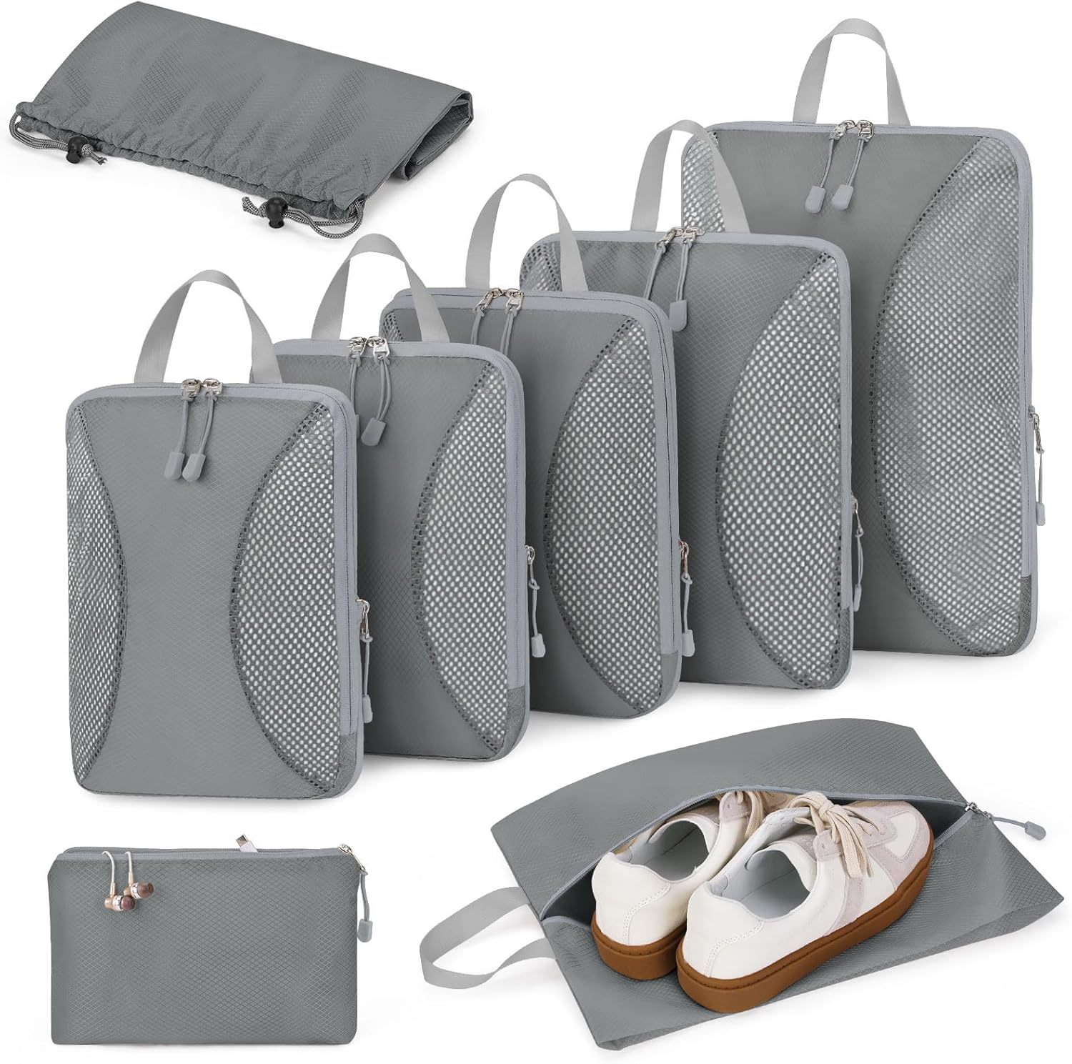 Compression Packing Cubes 8 Set, Suitcase Organiser Bags, Travel Cubes for Suitcases, Luggage Organiser Packing Bags, Flight Cruise Holiday Essentials