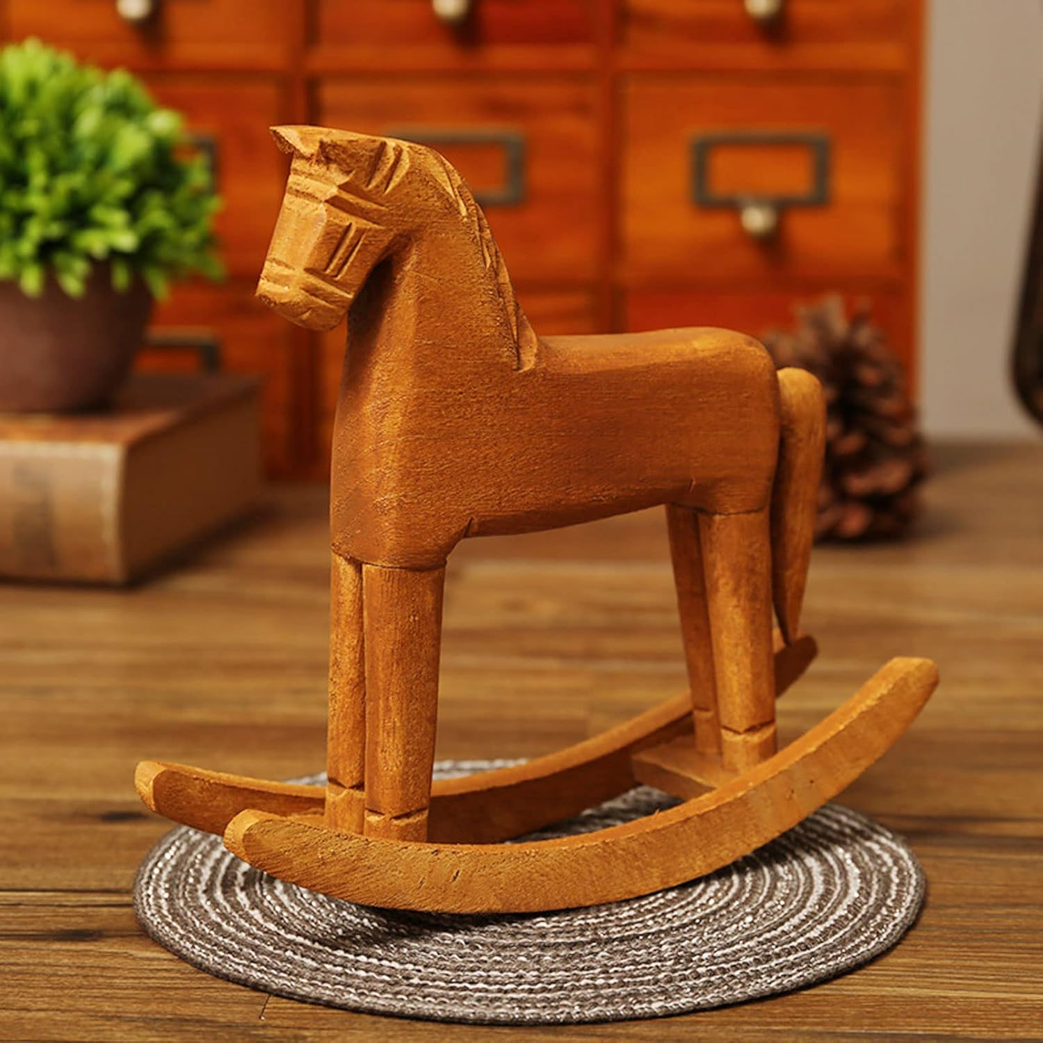 Sustvita Handmade Pine Wood Rocking Horse, a Wooden Decor Ornament for Bedside Table or Bookrack, Nice Birthday/Christmas Treat image number 6