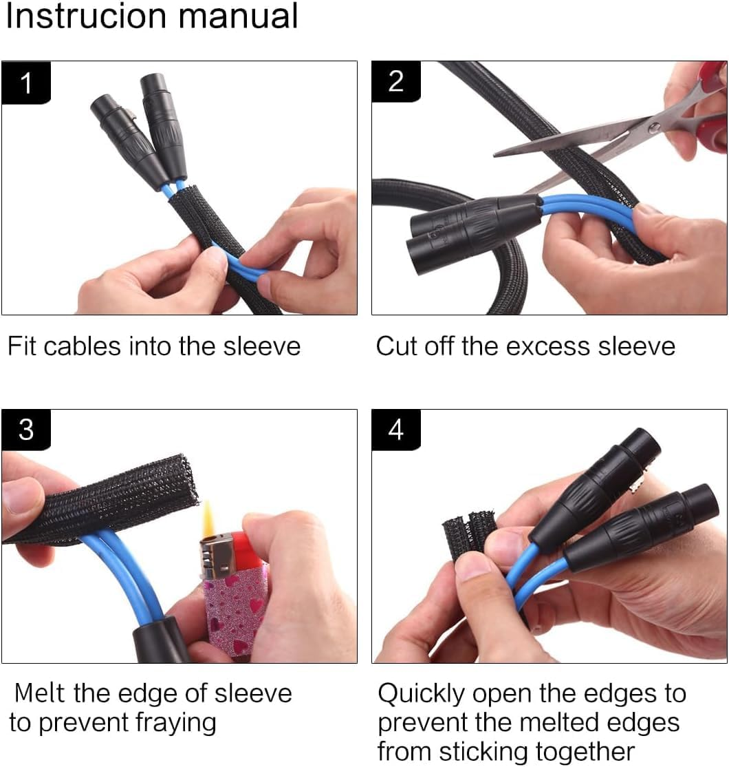 Mumoo Bear Cord Protector Wire Loom Tubing Cable Sleeve Split Sleeving for USB Cable Power Cord Audio Video Cable - Protect Cat from Chewing Cords (Black,10Ft - 1/2 Inch) image number 2