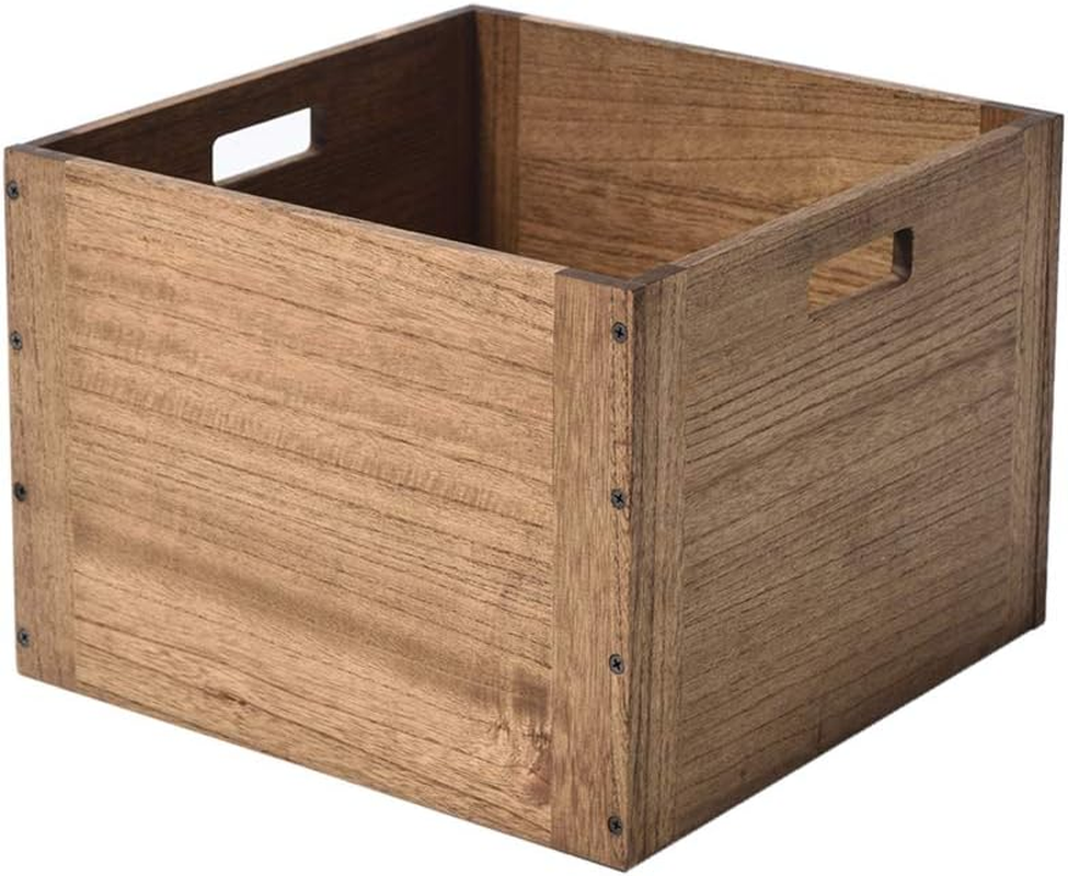 KIRIGEN Stackable Wood Storage Cube /Basket/ Bins Organizer for Home Books Clothes Toy - Modular Open Cubby Storage System - Office Bookcase Closet Shelves C15-DBR