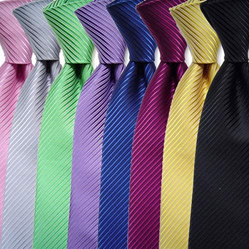 Men'S Stripe Solid Color Business Formal Ties Wedding Groomsmen Party Tie Necktie image number 2