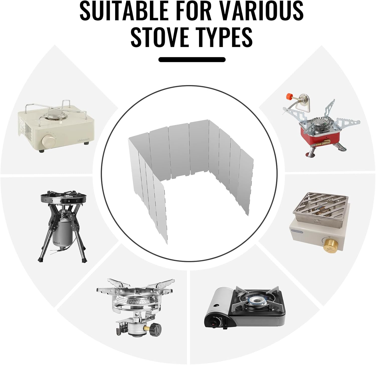 Eukyplace Stove Windshield, 12-Piece Foldable Camping Burner Windshield, 1M Long Metal Camp Stove Windscreen, Portable Gas Stove Windscreen for Outdoor Camping, Exquisite Packaging image number 1