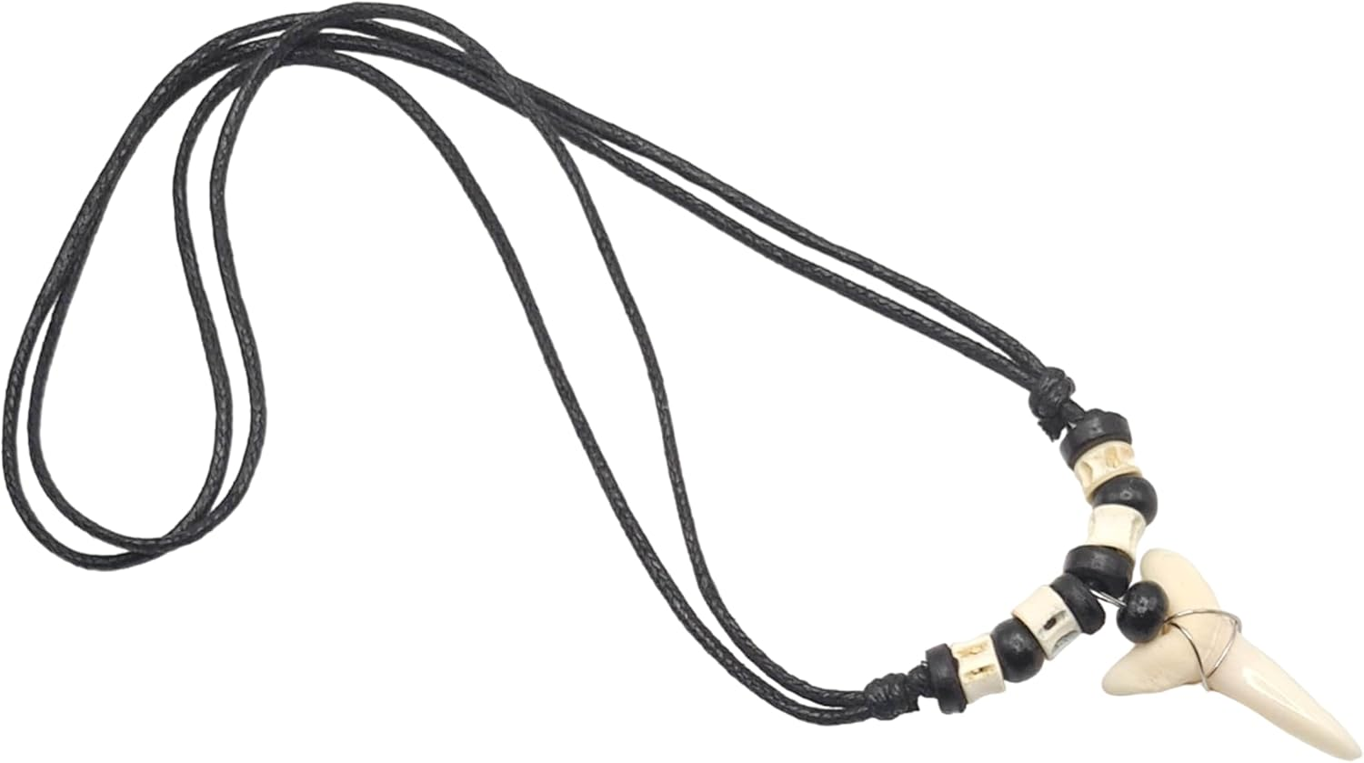 Swimmi Genuine Mako Shark Tooth Necklace for Men Women Boy Girl with Seed Beads and Adjustable Waxed Cord Handmade Jewelry EA200, Shark Tooth, Shark Tooth image number 1