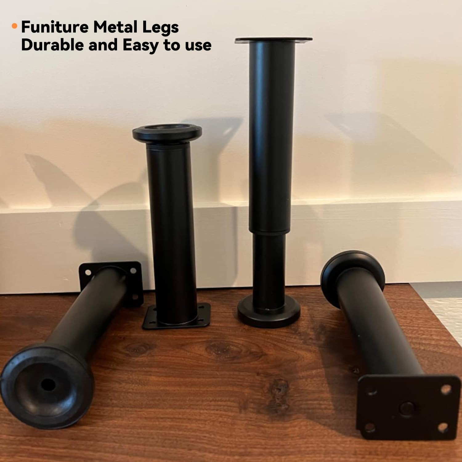 4 PCS Metal Adjustable Furniture Legs 25-42 Cm, Sofa Legs Cabinet Legs Adjustable Height Replacement Support Legs for Bed/Couch/Dresser/Chair/Coffee Table, Legs for Furniture Set of 4-Black