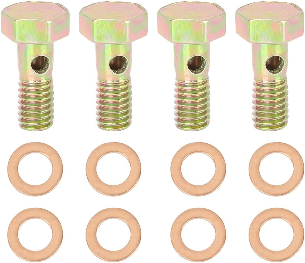 X AUTOHAUX 4 Sets M6X1.0Mm Metric Thread Banjo Bolts Brake Fitting Adapter with M6 Washers image number 3