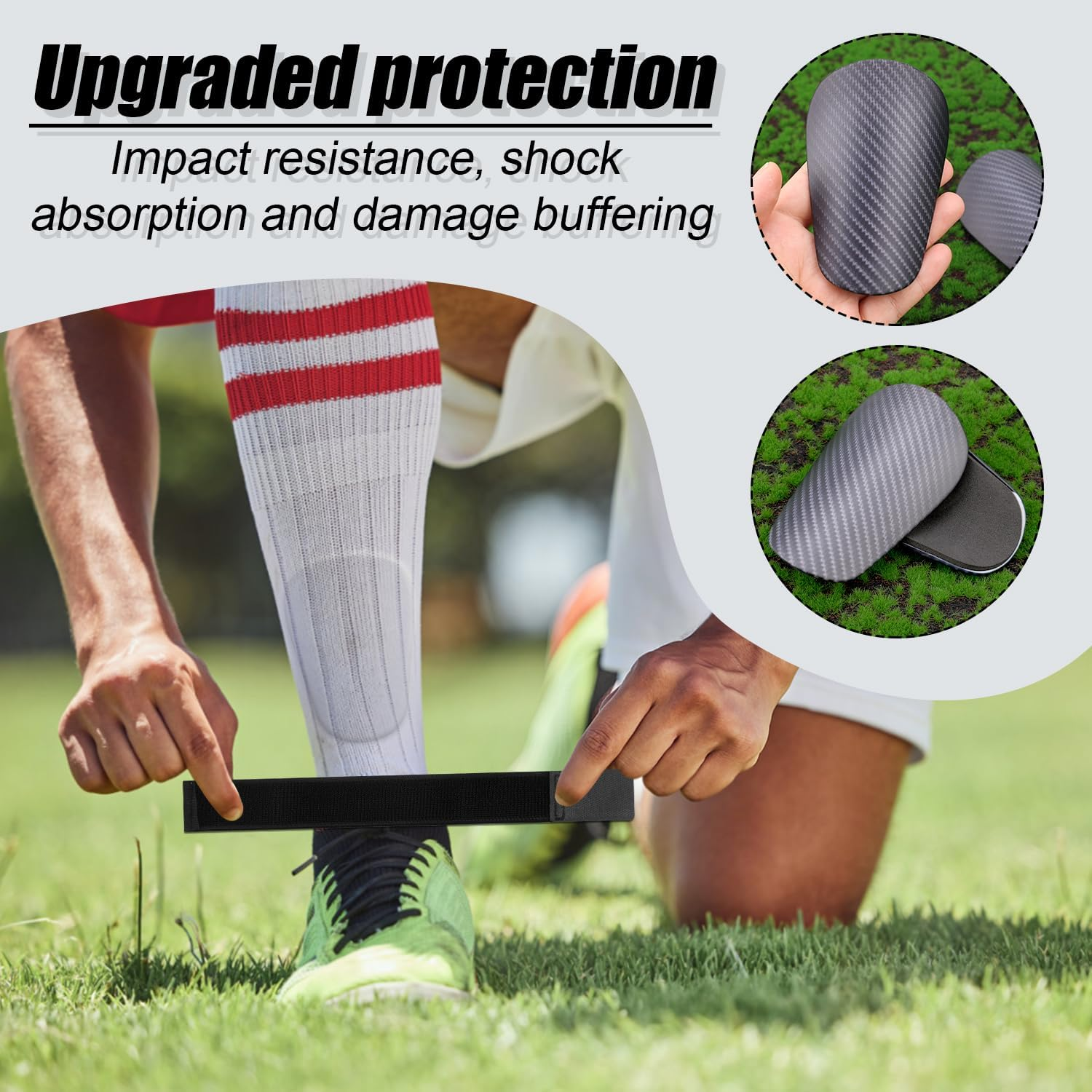 Shin Pads, Shin Guards and Shin Guard Straps, Black Tiny Soccer Shin Pads Protective Football Small Shin Guards for All Ages Exercise image number 6