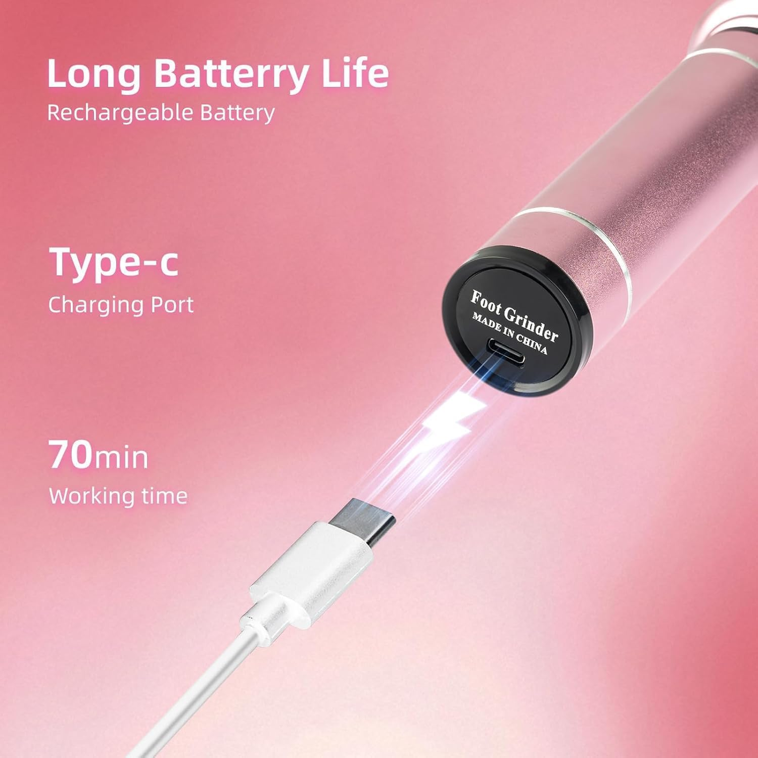 Haygem Electric Callus Remover, Professional Foot Care Tool, Removes Dead Skin from Heels, Rechargeable Foot Dead Skin Remover Set, Adjustable Speed, Suitable for Cracked Heels and Calluses. image number 1