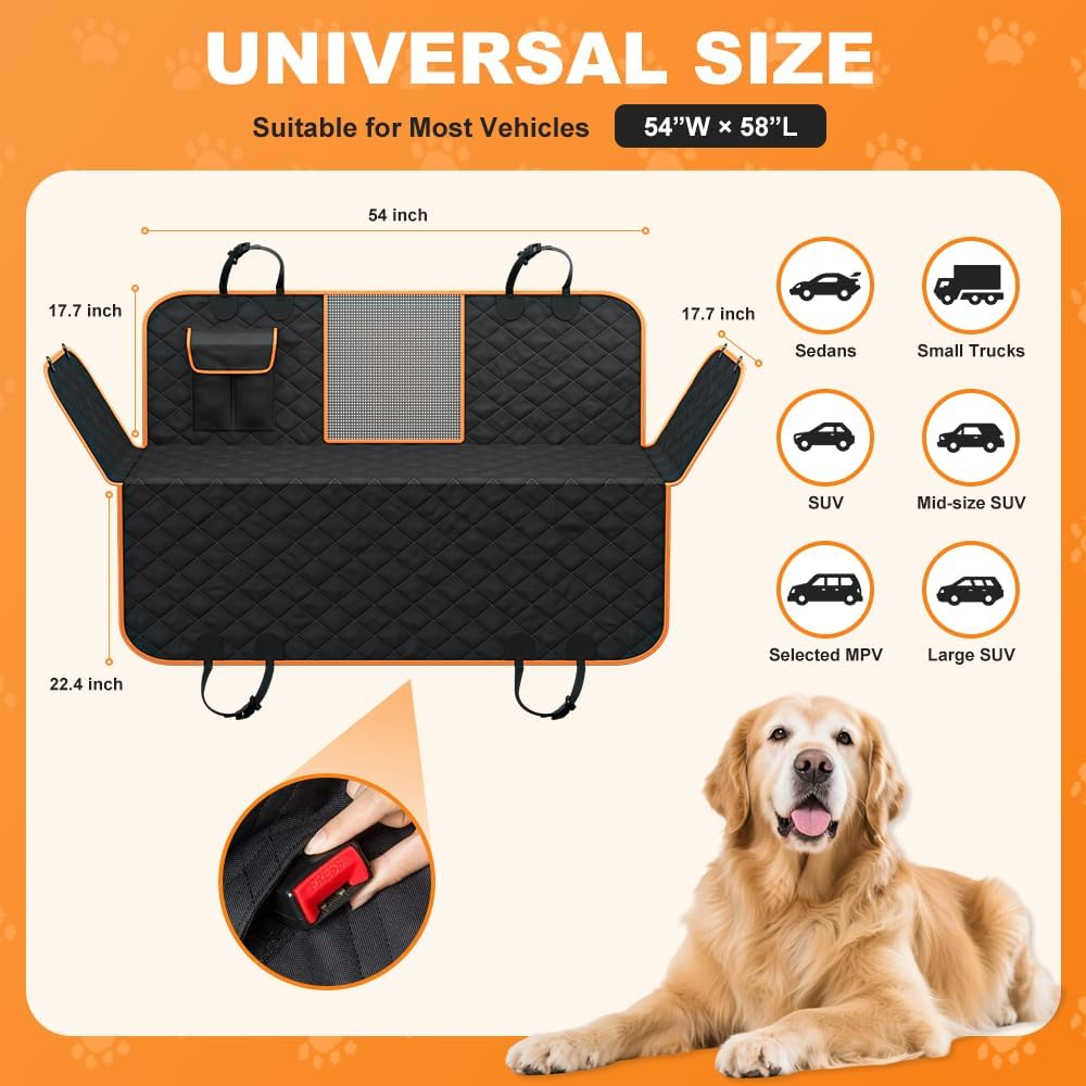 Dog Car Seat Cover,Large Space Back Seat Extender for Dogs,Waterproof Scratch Proof Nonslip Dog Hammock Soft Back Seat Covers with Mesh Visual Window & Side Flap for Cars Trucks and Suvs image number 6