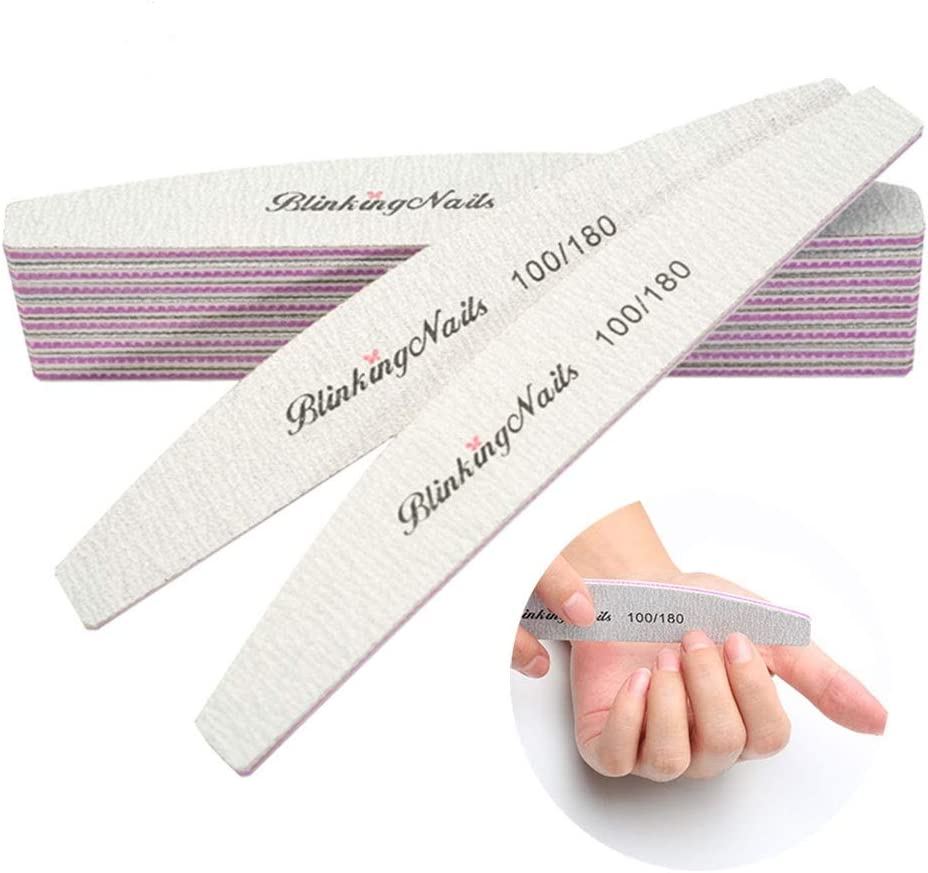 Nail Files and Buffers Professional Nail File 100/180 Grit Sanding File Set Double Side Washable Block Filen Nails Disposable Nail Files Bulk of Nail Art Tools(10Pcs/Lot) image number 3
