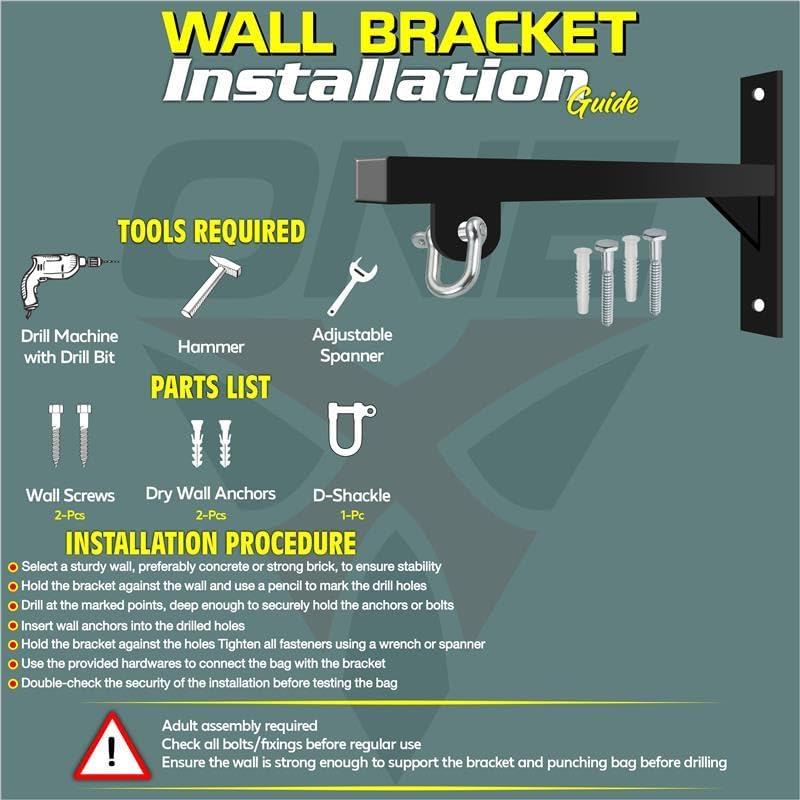 Punch Bag Wall Bracket 12 Inch Heavy Duty Iron Punch Bag Wall Bracket Mount Hanging Stand with D-Ring Hook, Includes Wall Fixings Ideal for Boxing, MMA, Kickboxing and Muay Thai Training image number 3
