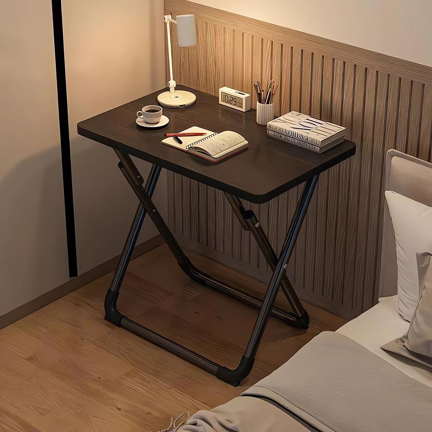 Folding Computer Desk and Chair Set, Portable Home Office Desks, Wood, Dormitory Student Table & Chair Sets A276 (White) image number 1