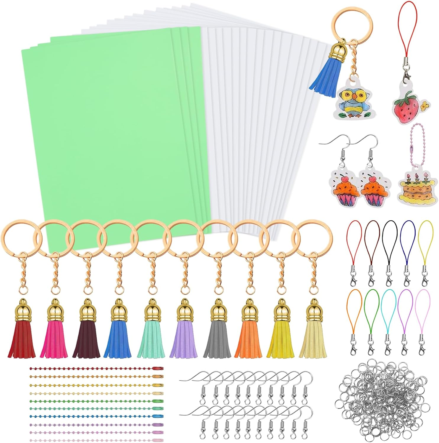 280 Pieces Shrinky Dink Sheets,Shrink Paper Sheets,Shrink Plastic Sheets Kit,Shrink Art,Shrink Plastic Kit,Heat Shrink Plastic Sheet,Shrinky Dink Lined Notebook Paper for Creative Art and Craft image number 2