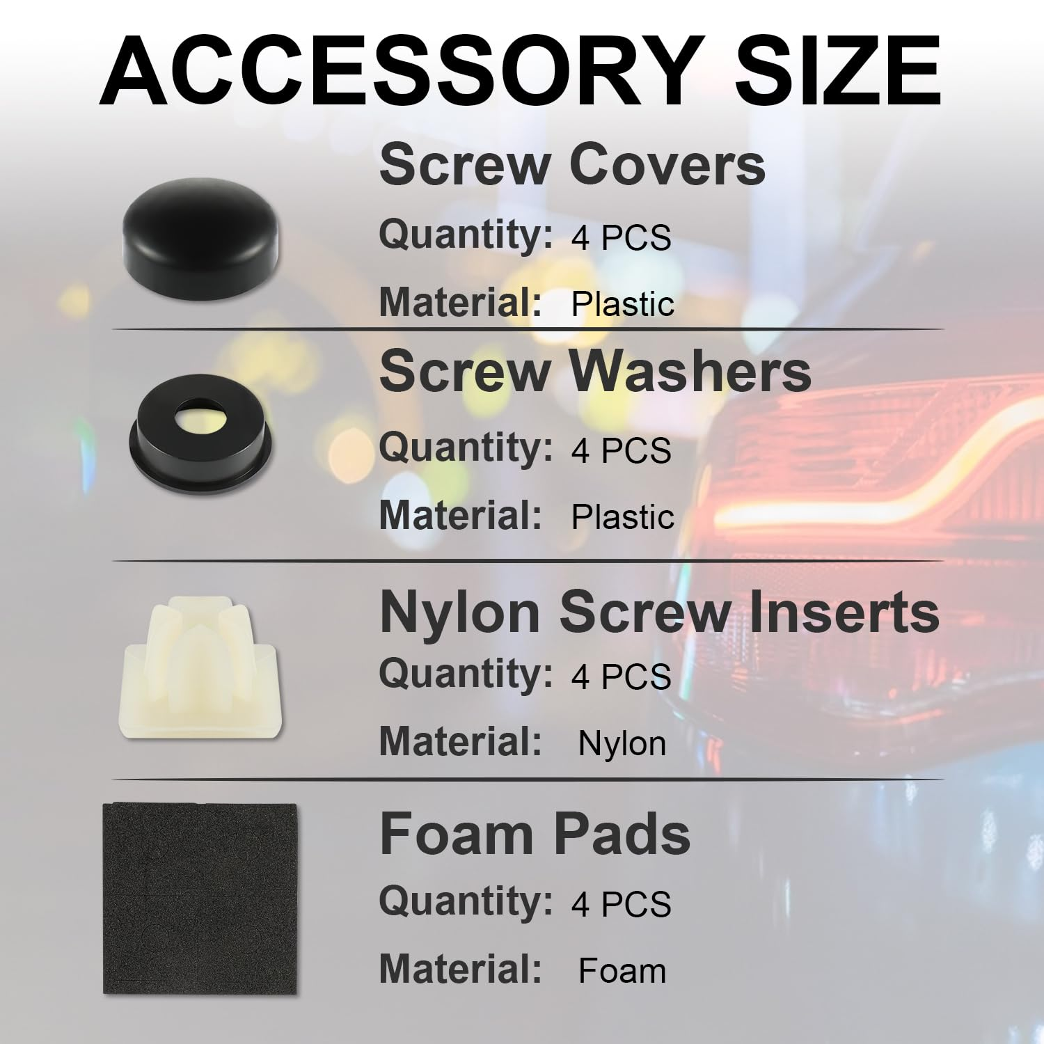 Livtee Rustproof License Plate Screws for Securing License Plates Frames and Covers on Cars and Trucks, 4 Sets Premium Stainless Steel Self Tapping Mounting Bolts (Black Zinc Plated)