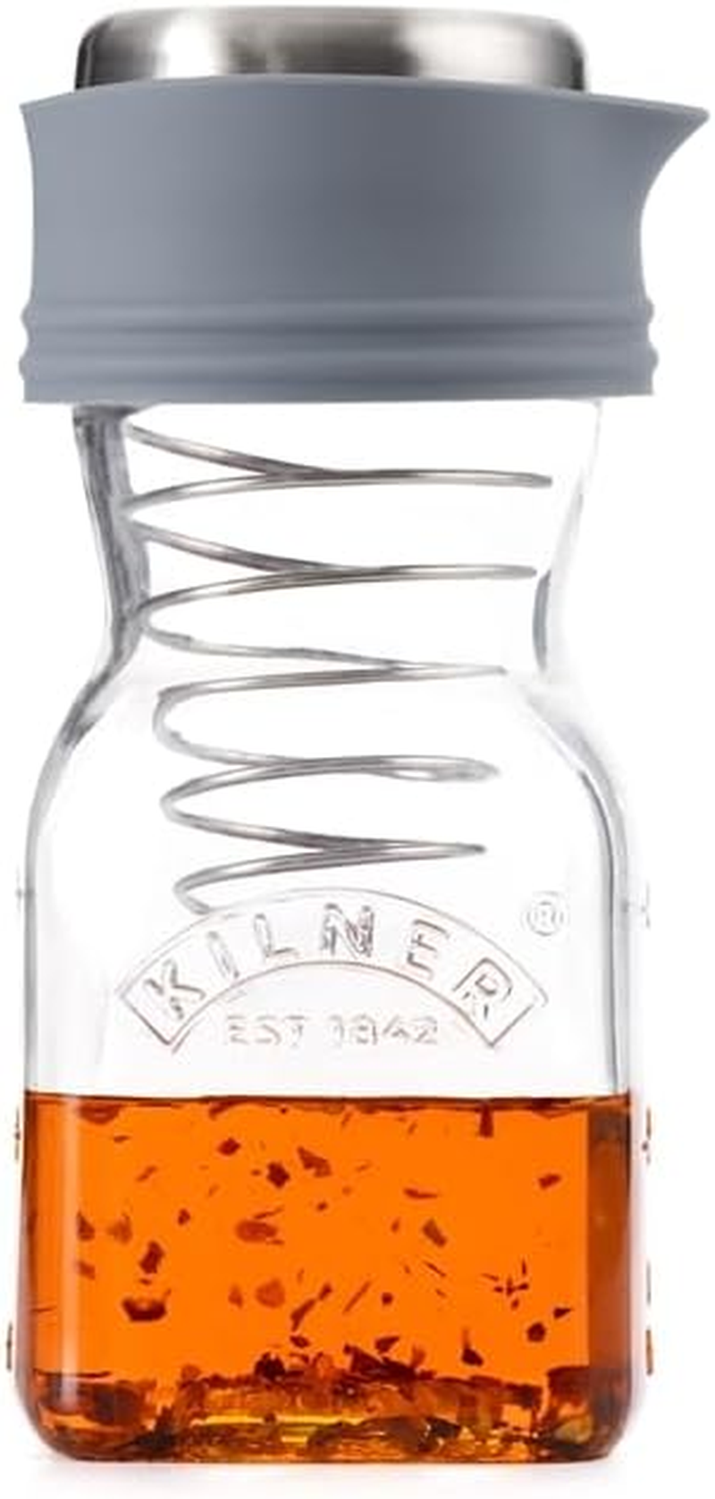 Kilner Salad Dressing Maker, Dressing Shaker with Stainless Steel Lid/Spring, Silicone Pourer, Dishwasher Safe, Preparation and Serving of Dressings, Salad Dressings, Vinaigrettes, Measurements image number 2