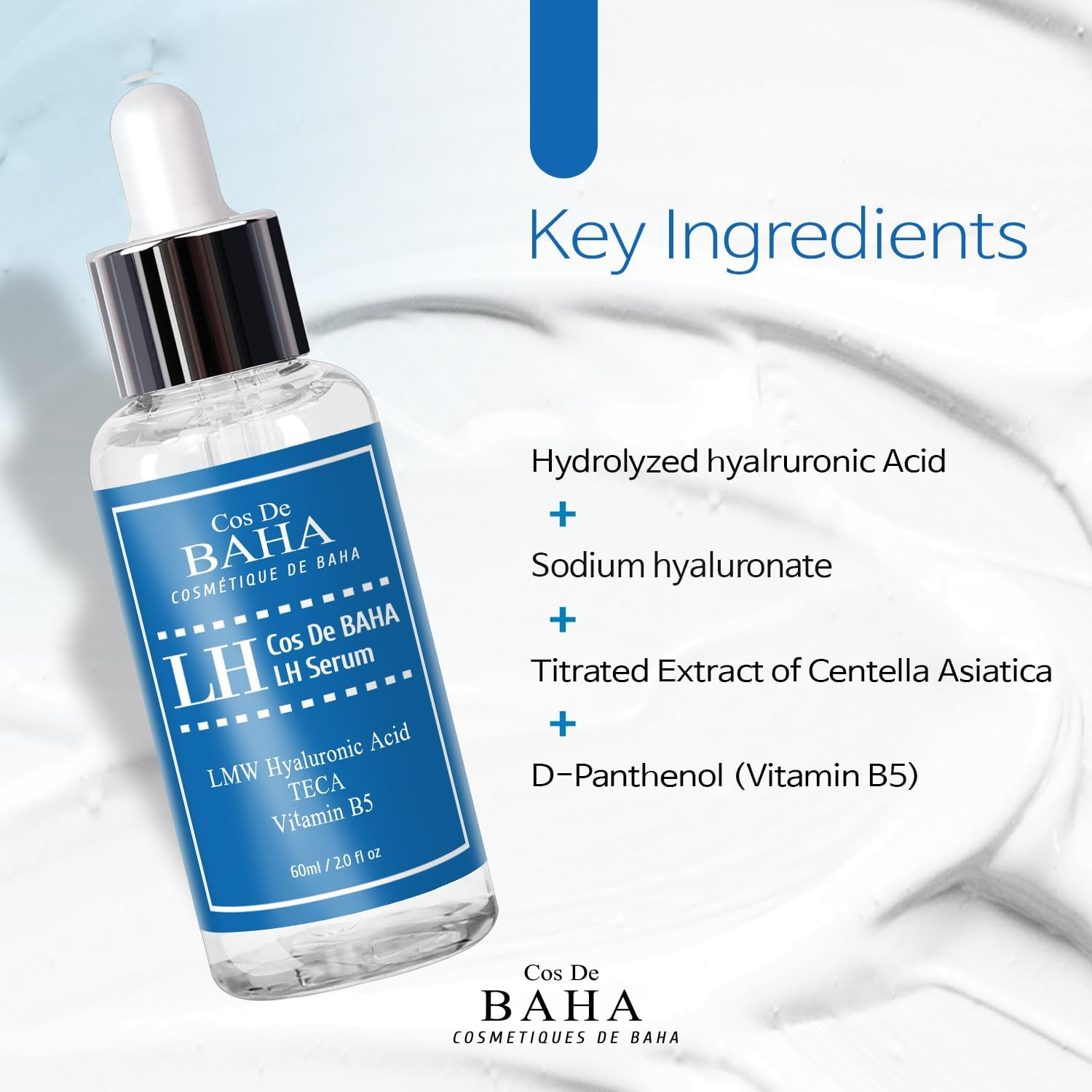 Low Molecular Hyaluronic Acid Serum, Hydrating & Volumizing Face Serum, Moisture Boost for All Skin Types, Fragrance-Free Formula (2Fl Oz) image number 1