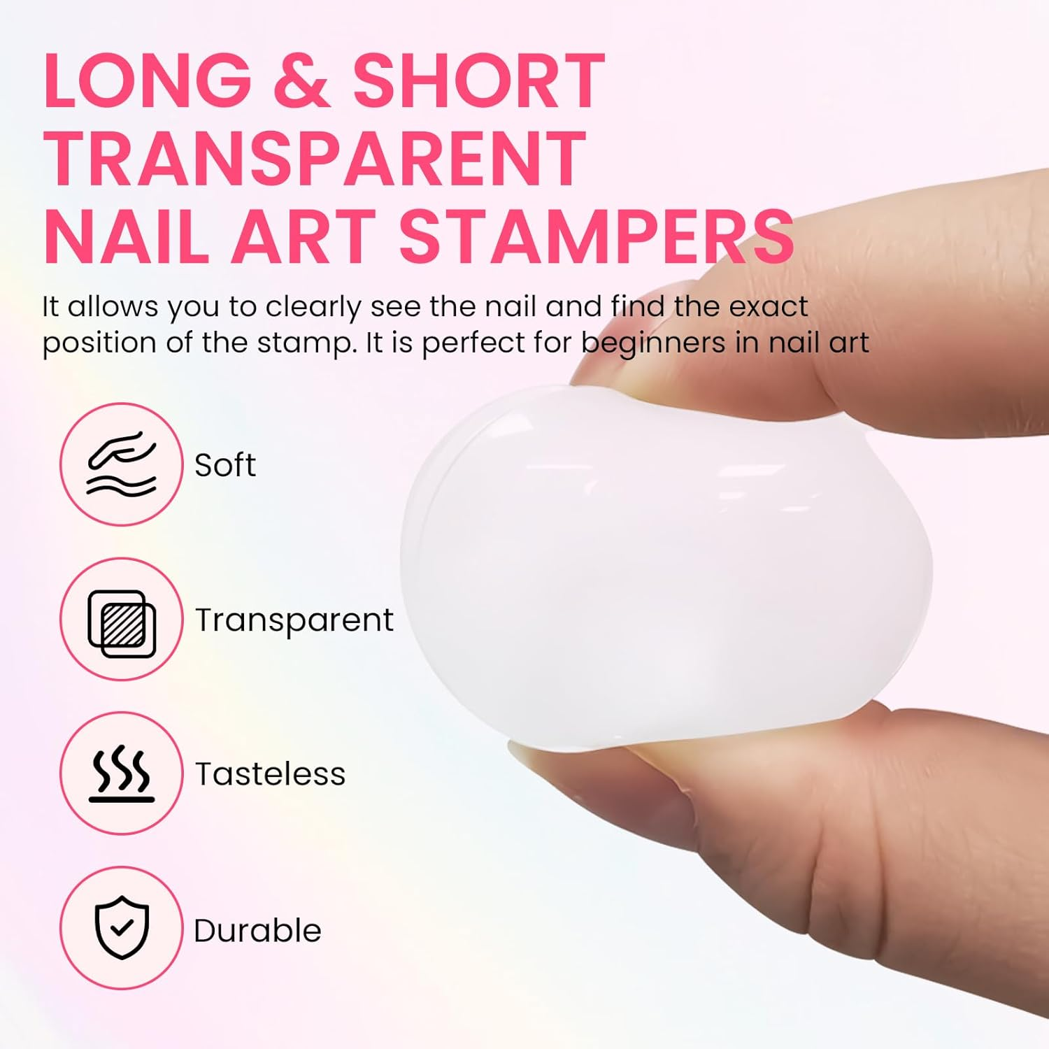 Esuohym 6PCS French Tip Nail Stamp Art Kit Clear Silicone Nail Jelly Stamper with Scrapers Polish French Manicure Stamping Set for Women Diy Artists Salon image number 2