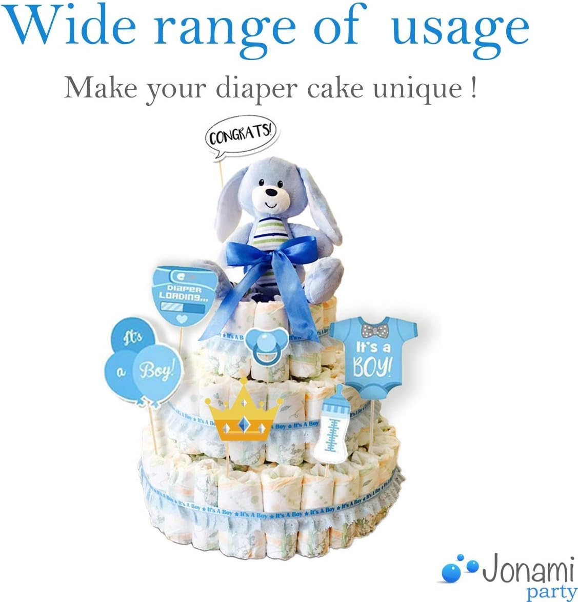 Boy Baby Shower Photo Booth Props, Baby Boy Bottle Masks Photo Props Photobooth for Newborn Boy. Ready to Use Blue Posing Props Supplies and Accessories for Party Decoration image number 3