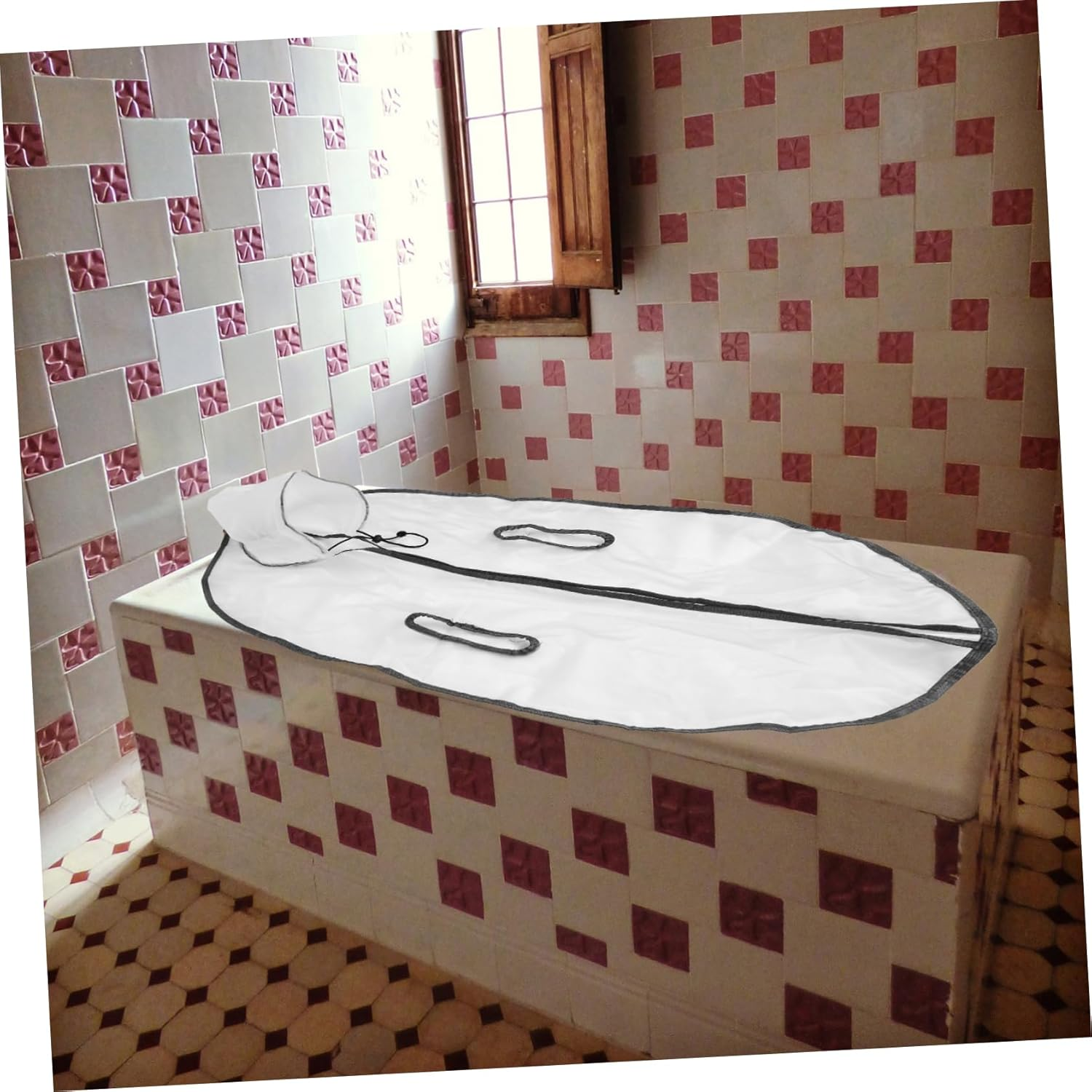 Luxshiny Foldable Bath Tub Cover Thickened Insulated Lid for Adult Soaking Tub Multi-Functional Folding Bathtub Insulated Cover Compatible Oval Bath Barrels for Home Spa image number 2