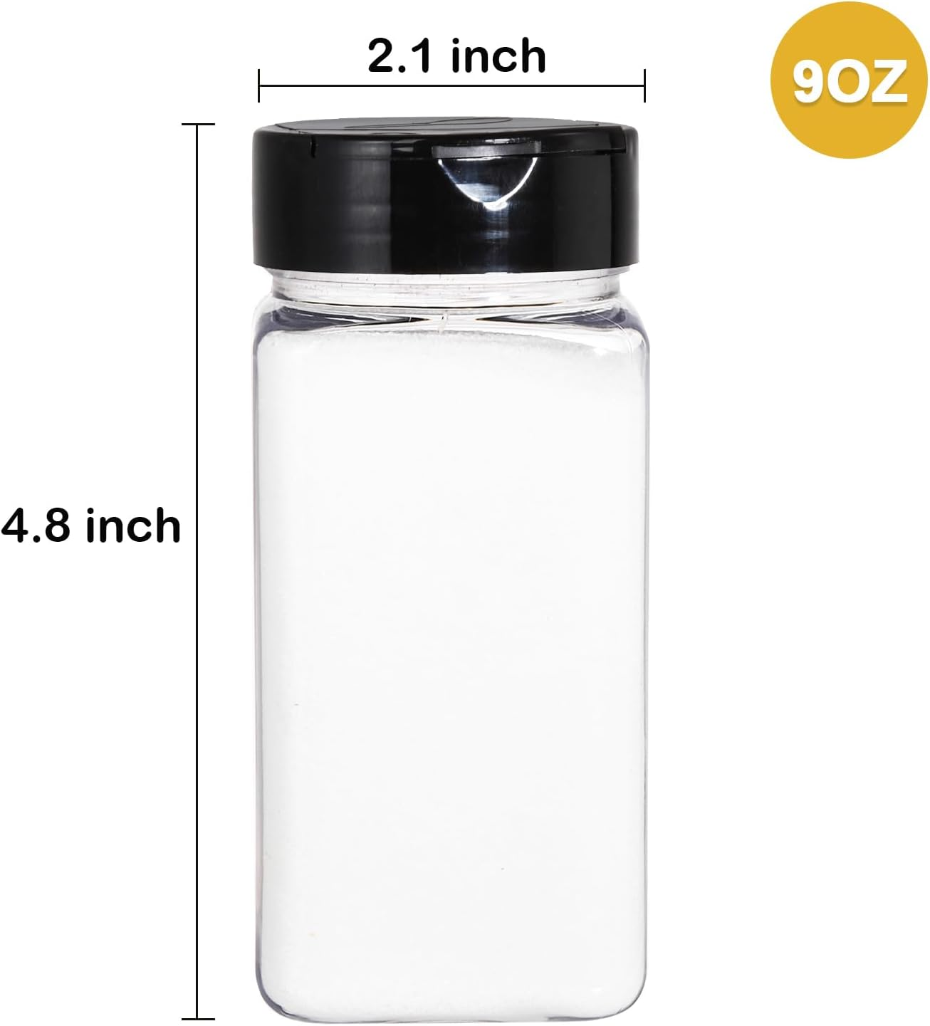 Bekith 16 Pack 9 Oz Plastic Spice Jars Bottles Containers with Black Cap &ndash; Perfect for Storing Spice, Herbs and Powders image number 3