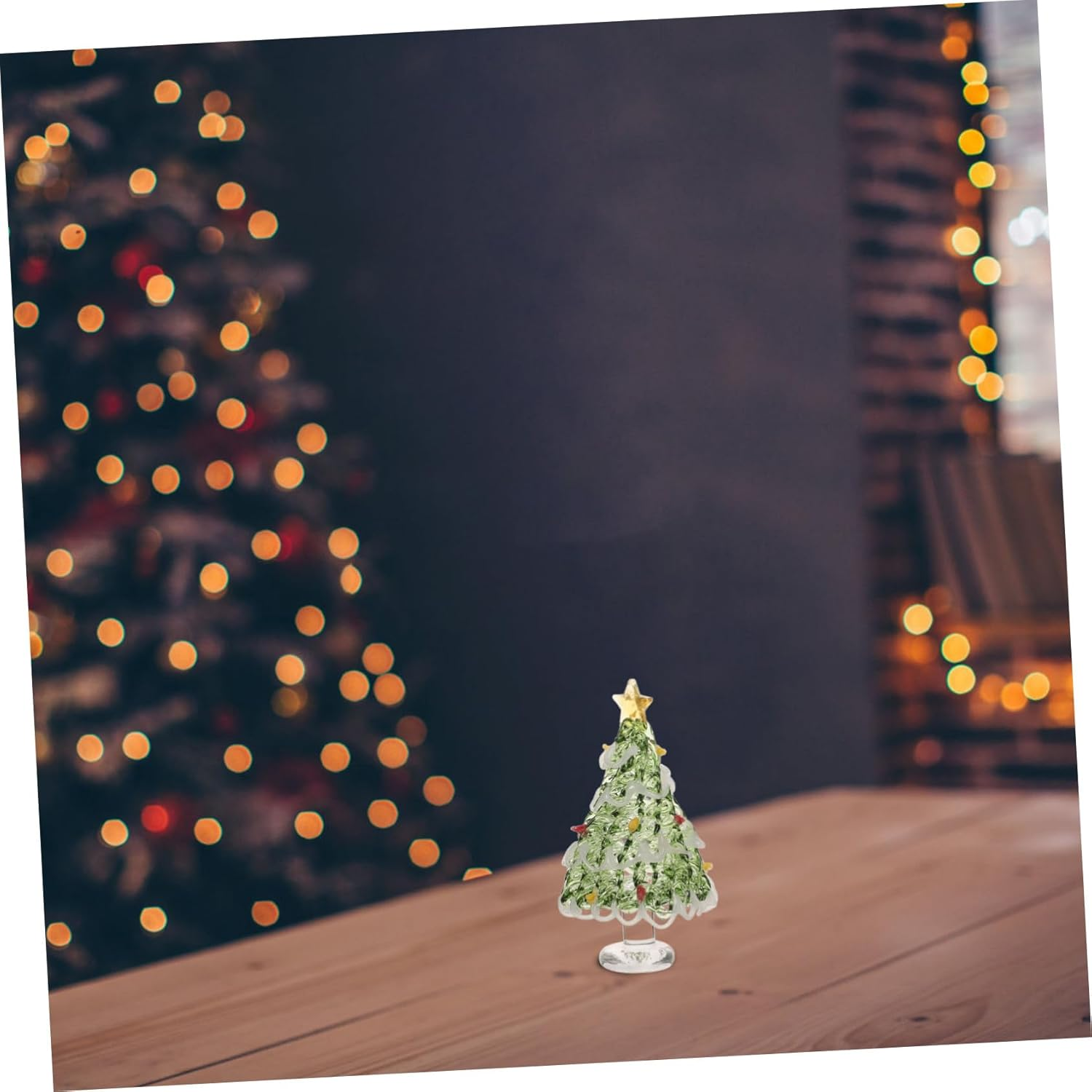 Crystal Christmas Tree Small Glass Xmas Tree Ornament Tabletop Decoration for Christmas Party Dining Table image number 3