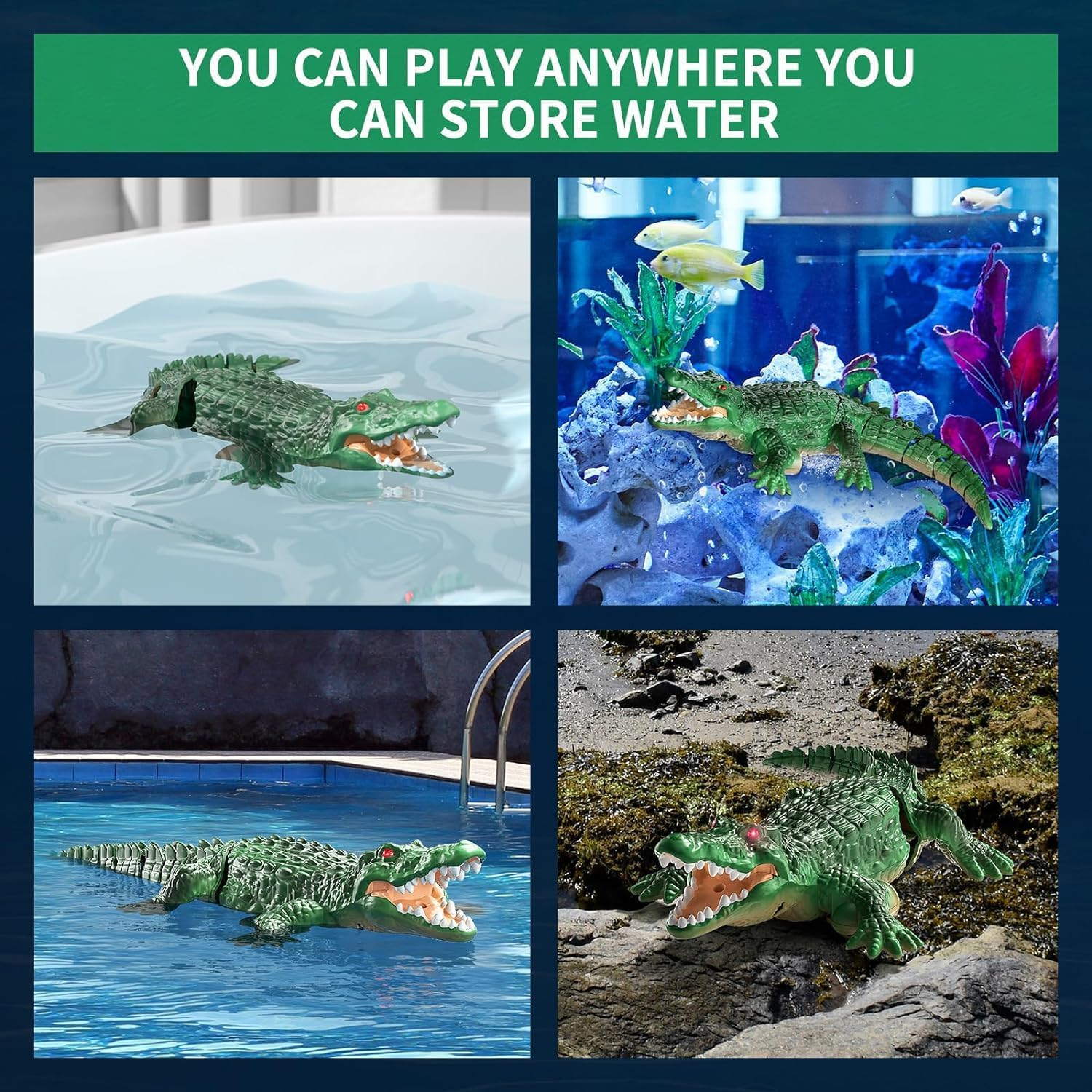 Remote Control Crocodile High Simulation RC Crocodile Boat Water Toys for Swimming Pool Lakes Bathroom, Great Gift RC Boat Alligator Toys for 6+ Year Old Boys and Girls image number 1