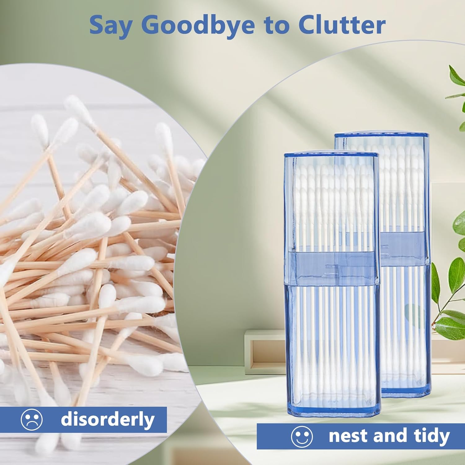 9 Pcs Mini Floss Qtip Travel Case，Flosser Cotton Swab Holder for Travel，Portable Transparent Flosser Dispenser Storage Case for Organize Small Items (Blue) image number 2