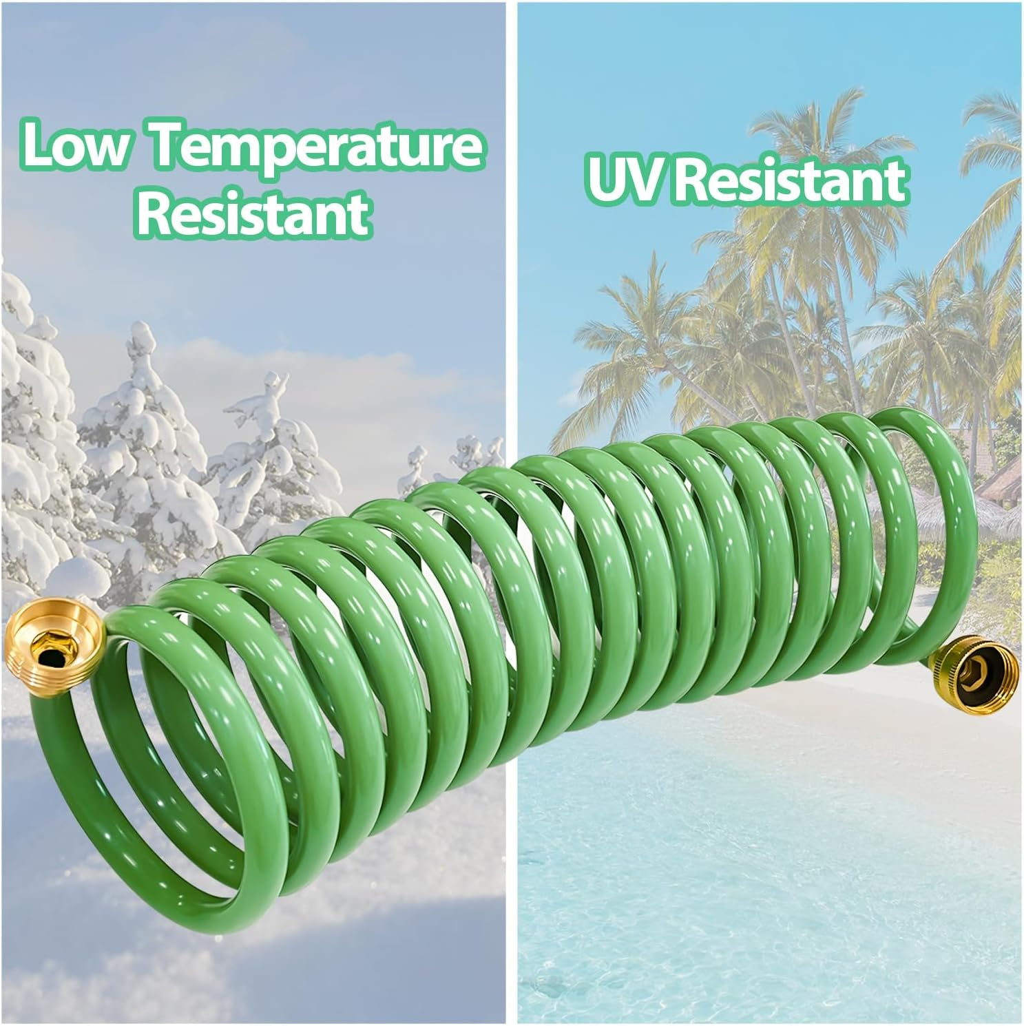 Sutekus Coil Hose Water Hoses Coiled Boat Hose Lightweight Self Coiling Garden Hose with 3/4 Inch Brass Fittings (25FT) image number 6