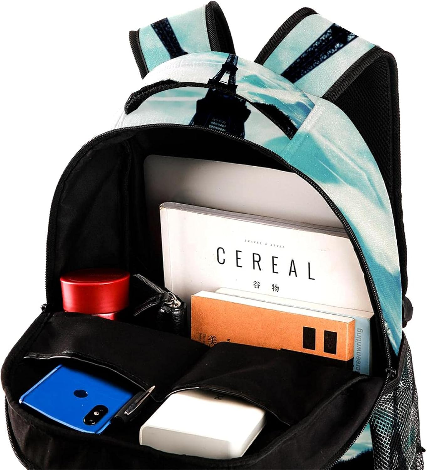 Silhouette Eiffel Tower Backpack Students Shoulder Bags Travel Bag College School Tote Backpacks image number 2