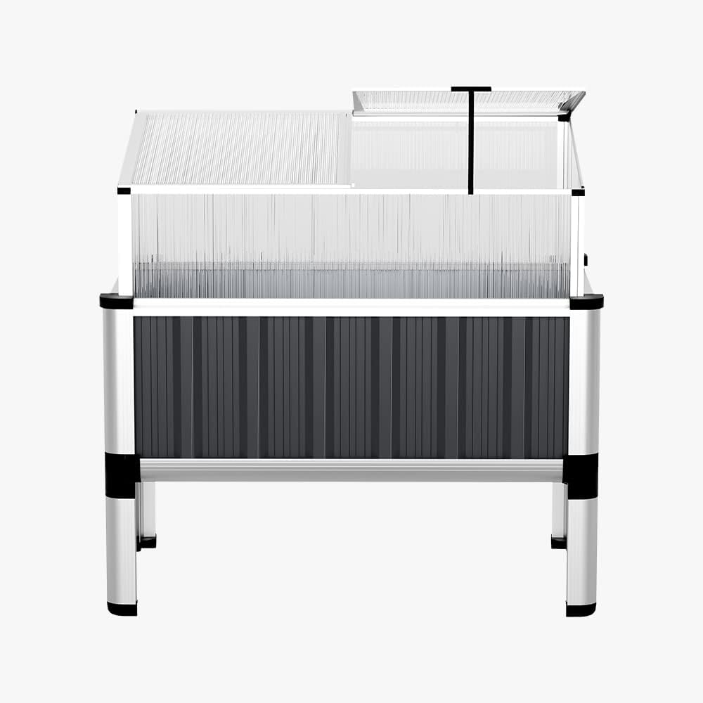 Green Fingers Garden Bed Galvanized Steel Planter Box, Gardening Supplies Plant Containers Patio, 80 X 49 X 74Cm Elevated Raised Beds Trapezoid for Vegetables Flowers Herbs image number 6