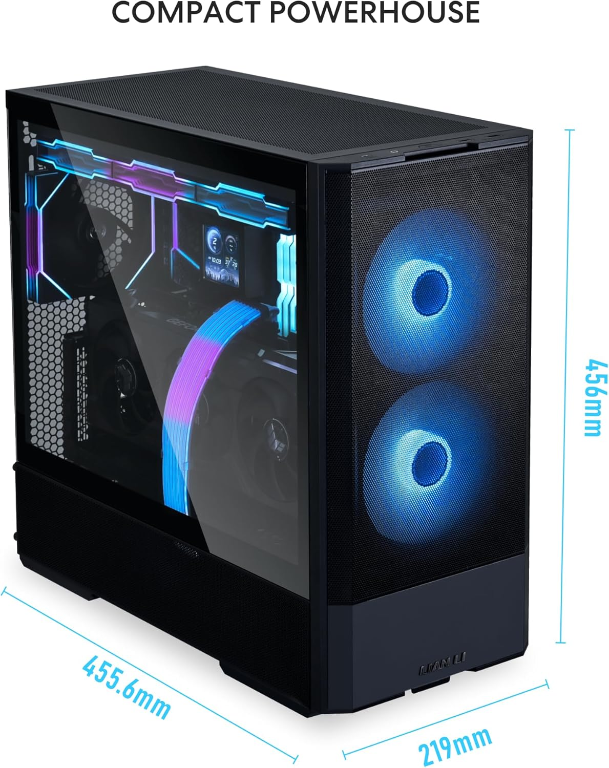LIAN LI LANCOOL 207 Compact ATX RGB Gaming Computer Case, Airflow Optimized Mesh Panels Tower Chassis W/ 2X140Mm Argb,2X120Mm PWM Fans Pre-Installed, USB Type-C Port, Tempered Glass Side Panel (Black) image number 3