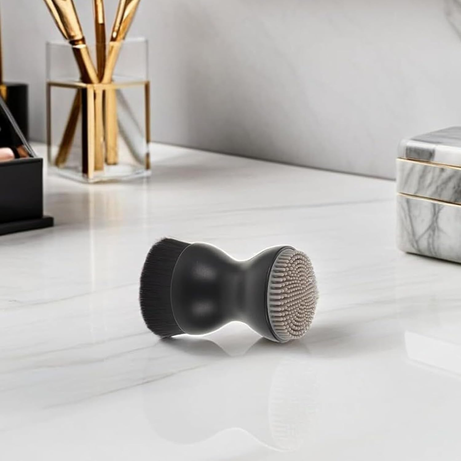 Facial Cleansing Brush | 2.8 Inch Soft Double-Ended Silicone Health Supplies,Face Cleanser Brush,For Home Shower Bath Time Daily Morning Night Travel Vacation Hotel - White image number 5