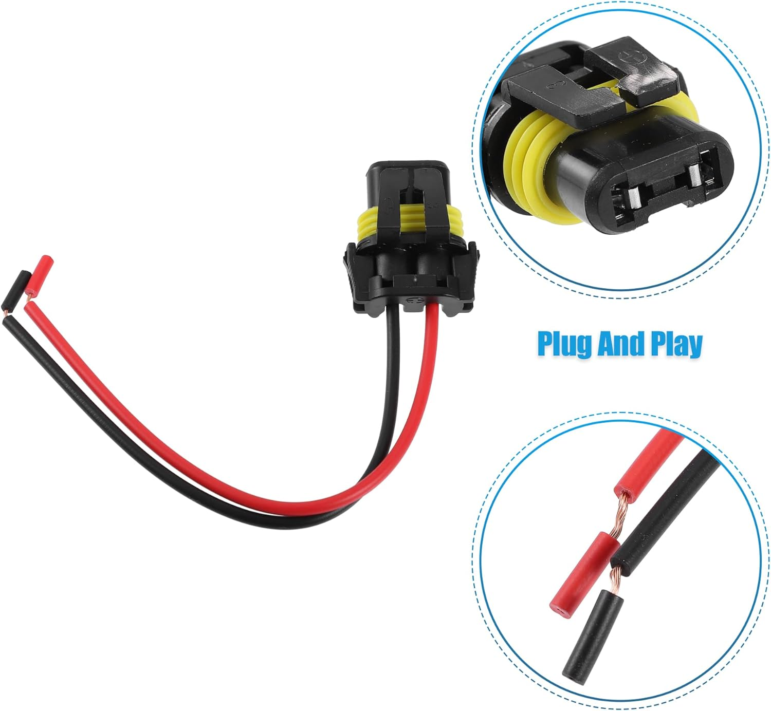 X AUTOHAUX 2Pcs Car 9005 HB3 H10 9006 HB4 Bulb Socket Adapter Wiring Harness Plug for Headlight Fog Light image number 5