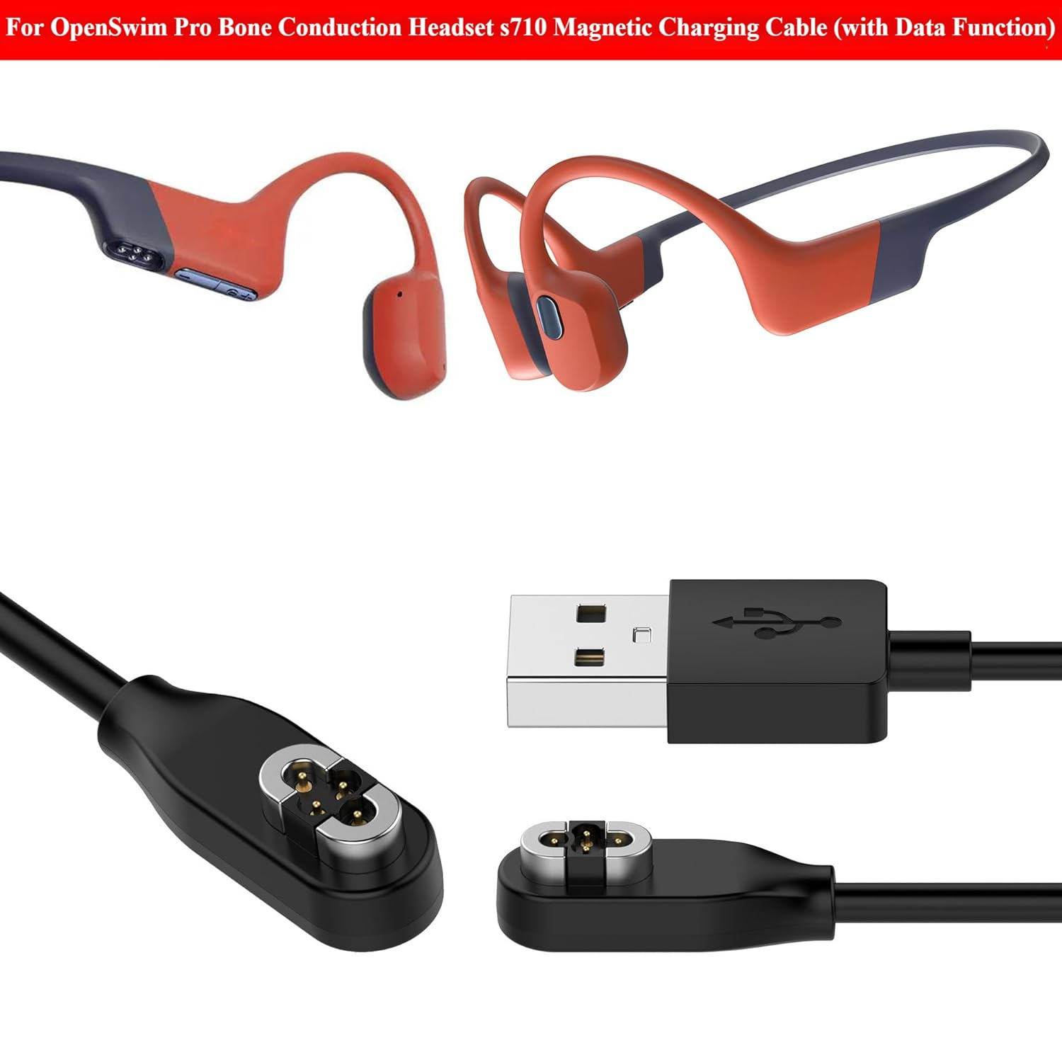 Bone Conduction Headphones S710 Magnetic Charging Cable for Openswim Pro image number 4