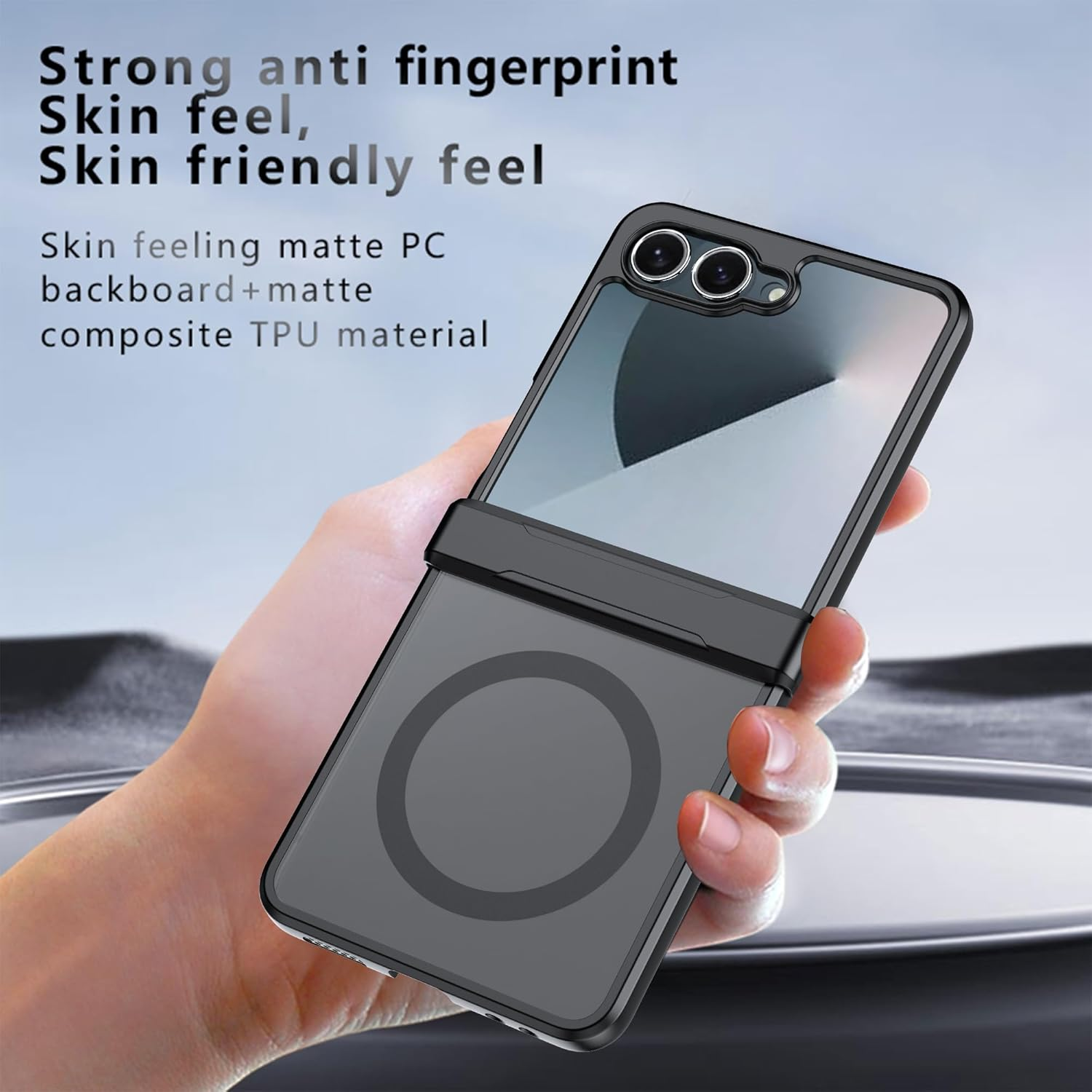 Effcotuo Magnetic Case for Samsung Galaxy Z Flip 7 Case [Compatible with Magsafe] Flexible Silicone + Matte Acrylic Protective Case Magnetic Matte Mobile Phone Case Shockproof Translucent