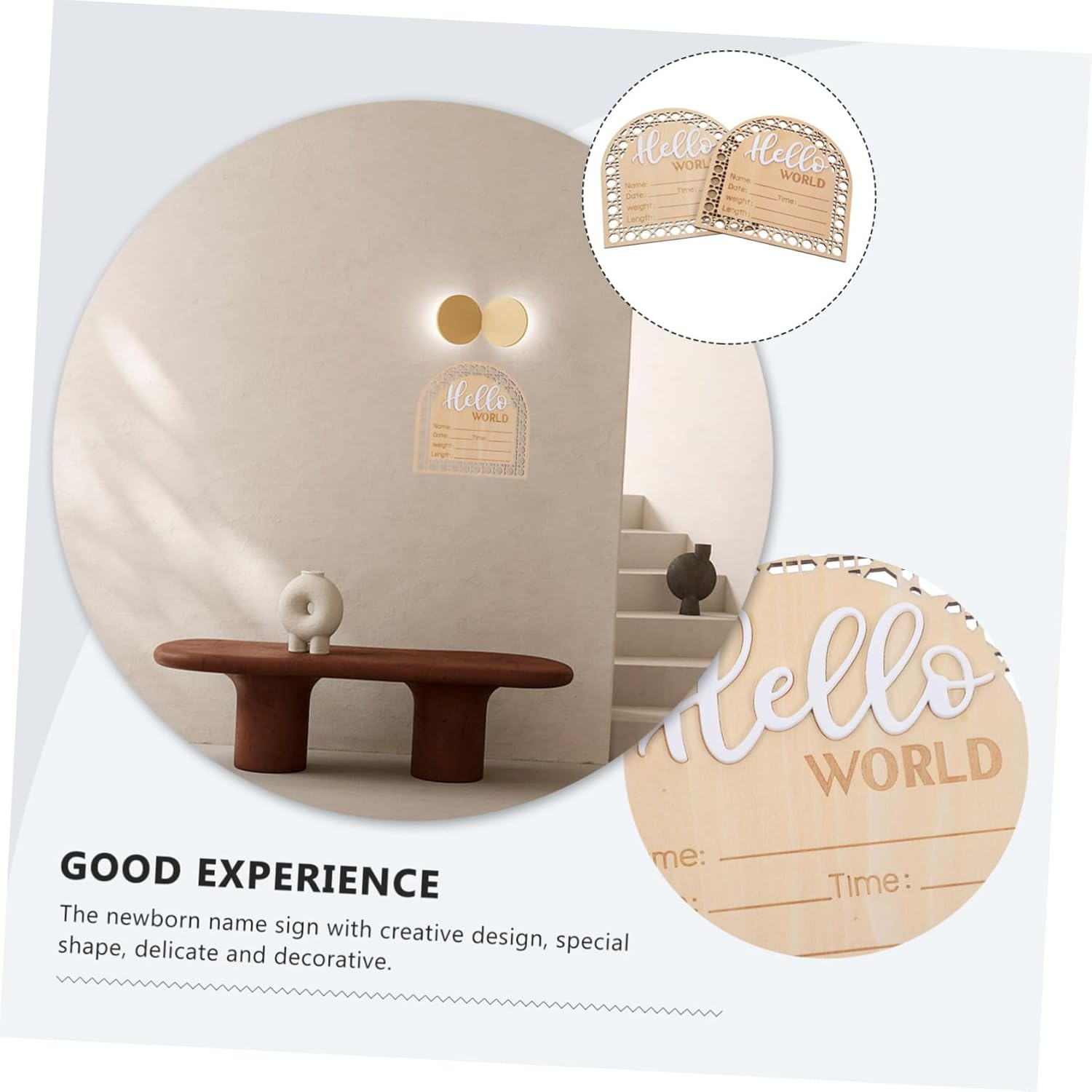 2Pcs Adorable Wooden Birth Announcement Sign for Newborns Name Sign Nursery Decor Photo Prop to Celebrate Arrival Handmade with Attention to Detail image number 1