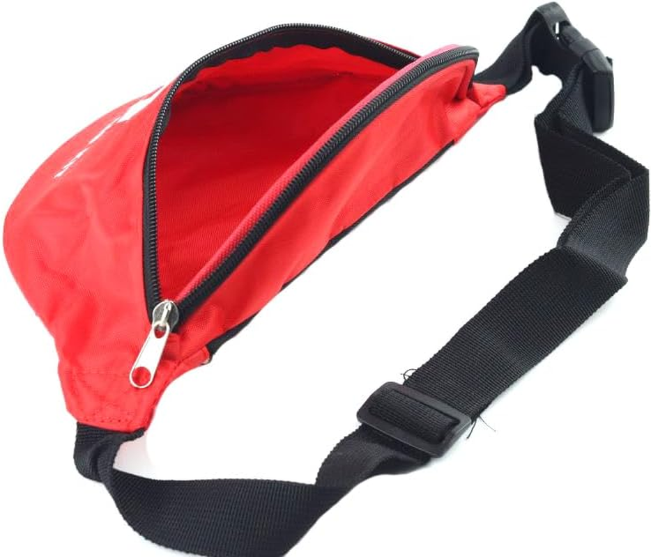 First Aid Fanny Pack Bag Red Travel Rescue Pouch Empty First Responder Medicine Medical Bags for Car Home Outdoors Road Trips Workshop Camping Hiking (Red) image number 1