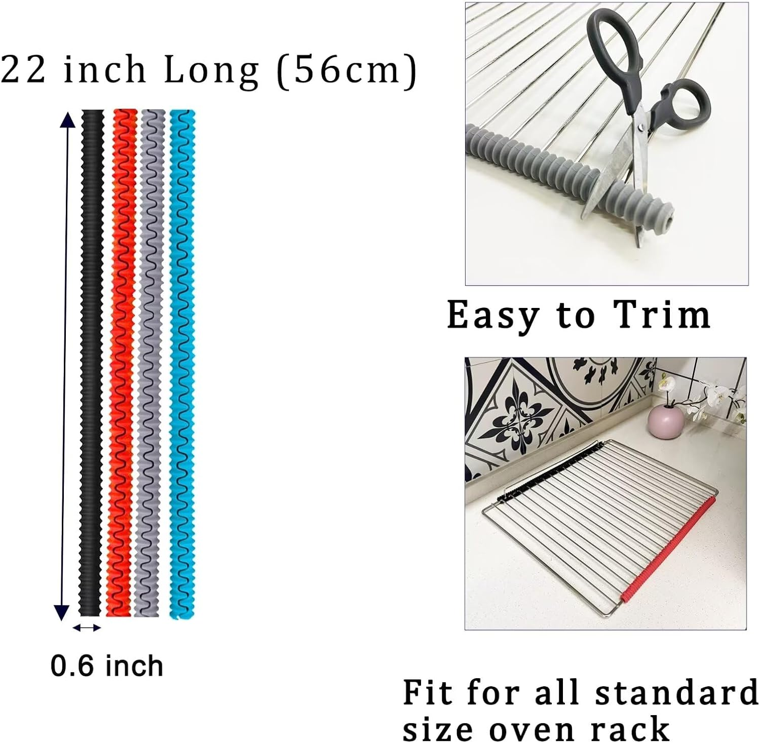 Lokilux 22 Inch Extra Long Oven Guards for Racks, Silicone Oven Rack Edge Protector, Oven Rack Shields, Fit on Standard-Sized Ovens,Heat Resistance, Protect against Burns&Scars (Black) image number 4