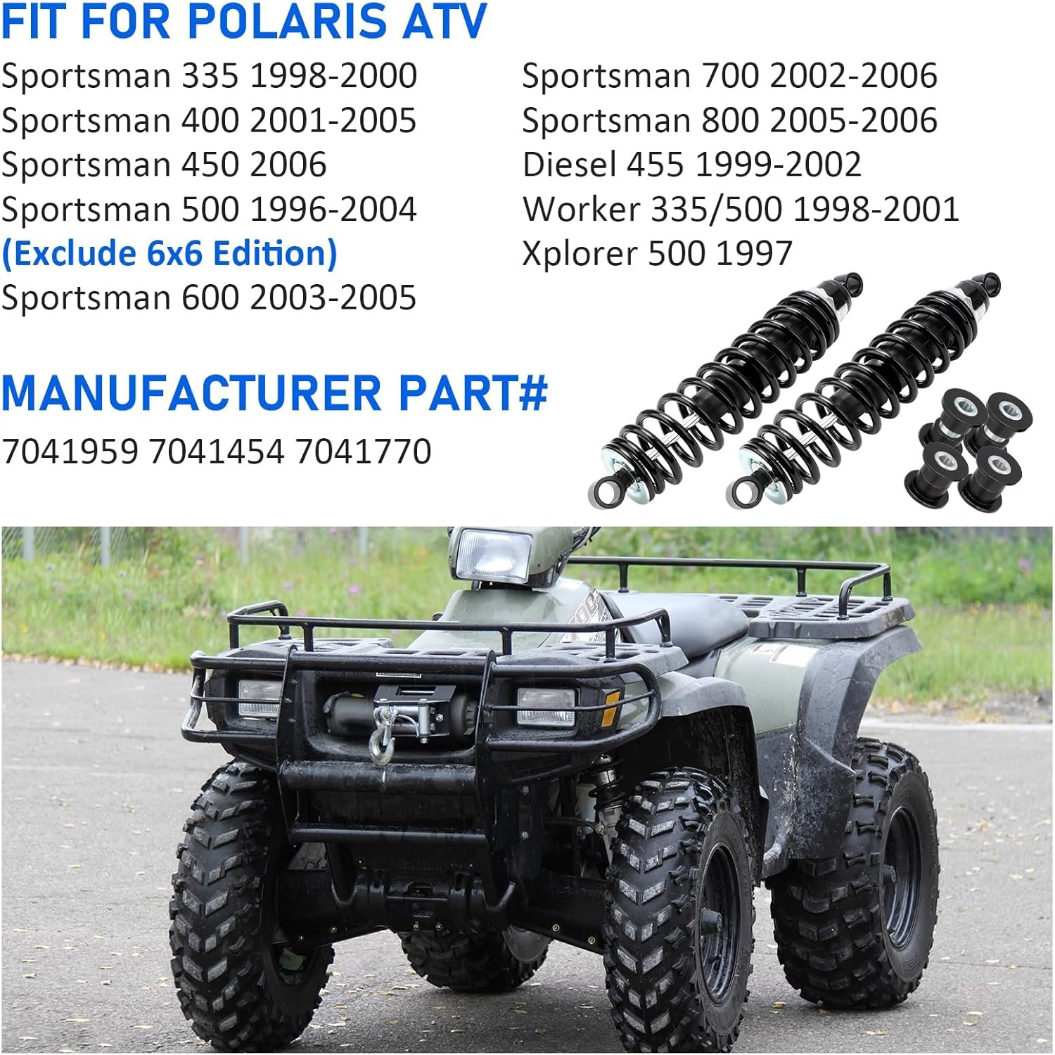 Rear Shock Strut Absorber for Polaris Sportsman 500 1996-2004 Sportsman 335 400 450 600 700 800 Diesel 455 Worker 335 500 1998-2006 Xplorer 500 1997 7041959 7041454 7041770 image number 3