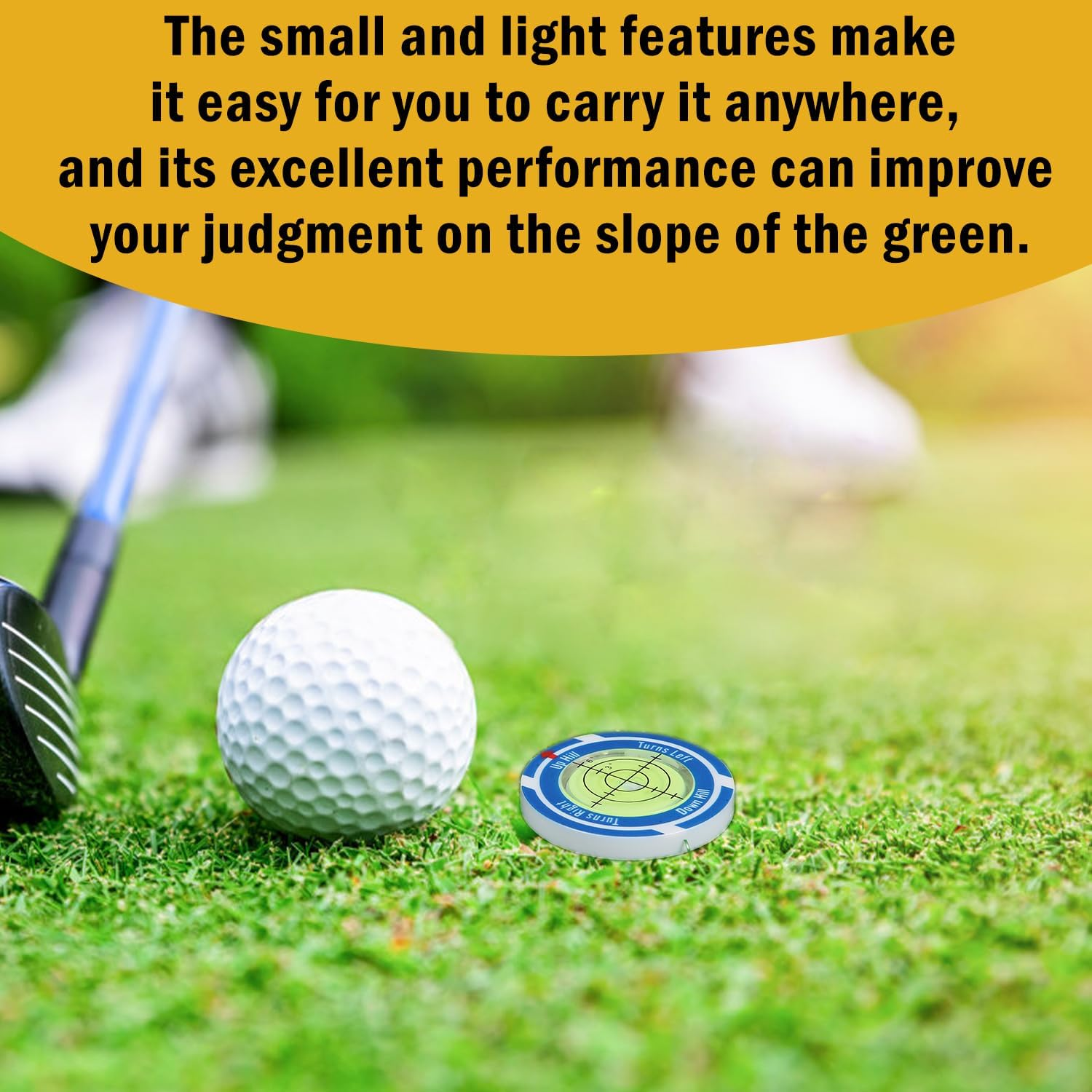 Golf Green Slope Reader with Golf Ball Marker Hat Clip, High Precision Golf Putting Green Reader Golf Slope Putting Level Bubble Golf Level Marker Golf Putting Aid for Indoor Outdoor image number 2