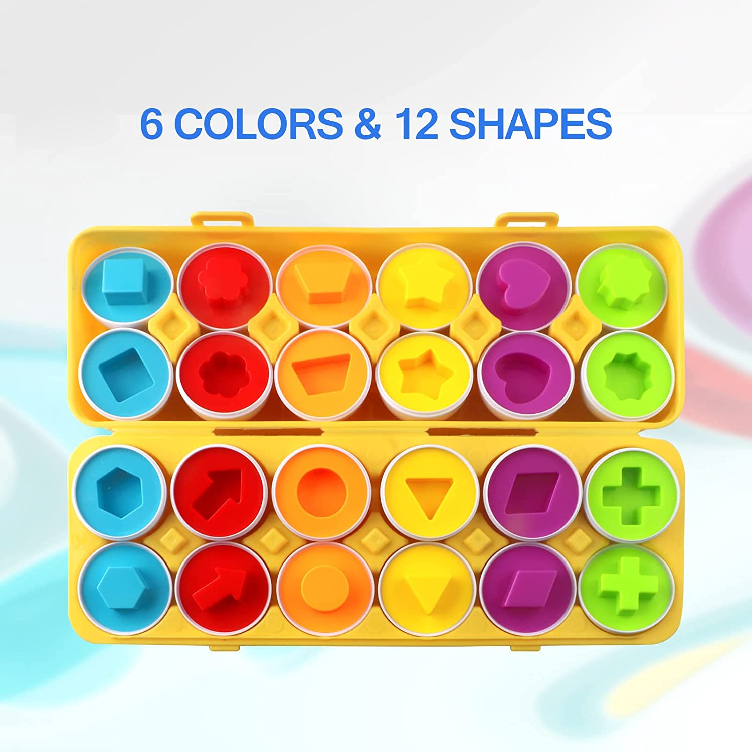 Toddler Toys Matching Eggs Color & Shape Recoginition Sorter Puzzle, Fine Motor & Sensory Toys, Early Learning Educational Montessori Toy for Boys Girls 3 Years Old (12PCS)