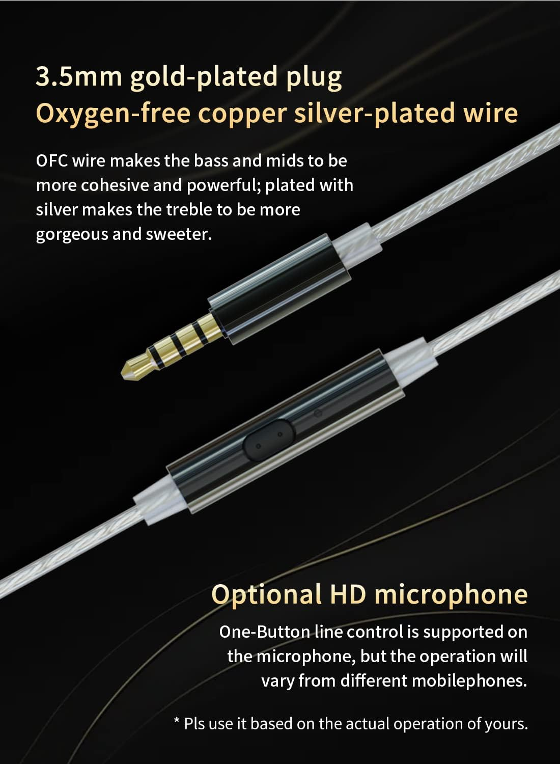 EZ EAR KBEAR Xuanwu In-Ear Headphones Hifi Stereo Dynamic Driver Ear Monitor IEM with Microphone Removable Silver Plated Cable for Pop, Folk, Jazz, ACG (Silver, Microphone) image number 5