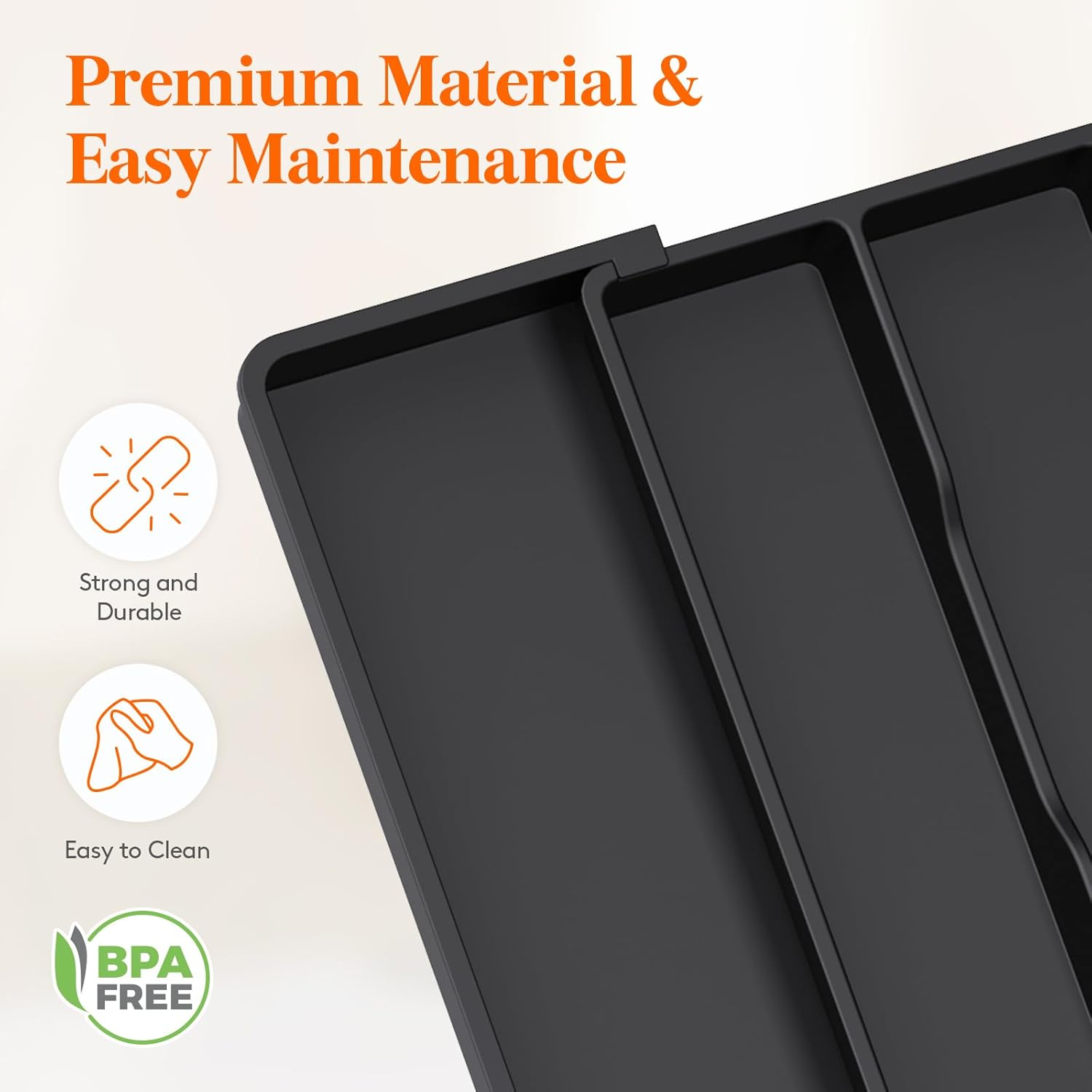 Lifewit Silverware Drawer Organizer and Utensil Organizer Set, Expandable Cooking Cutlery Tray for Kitchen, Adjustable Plastic Flatware Holder Storage Divider for Spoons Forks Knives, Large, Black image number 5