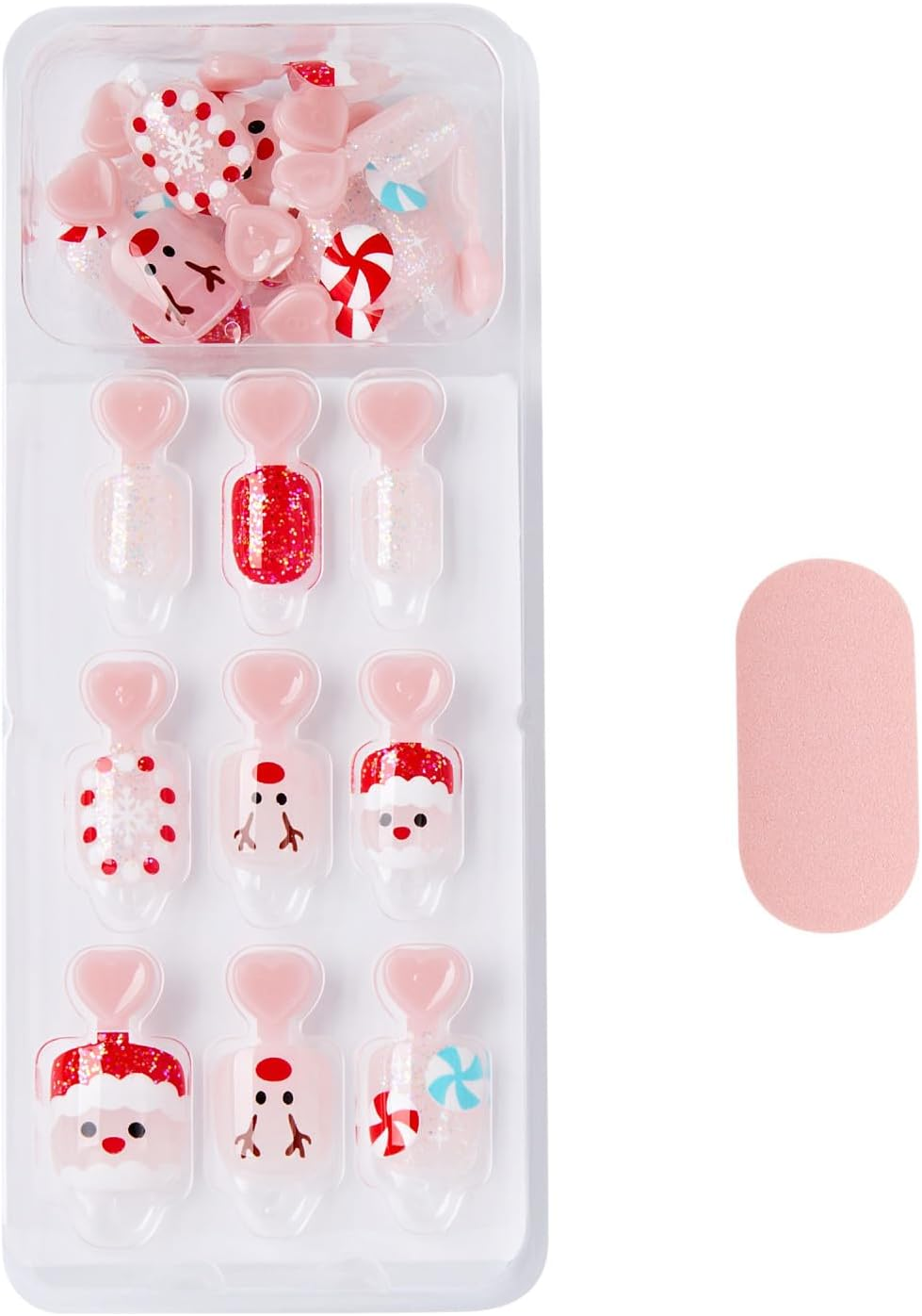 KISS Impress Mini Holiday Press on Nails for Kids, &lsquo;Snow Angel&rsquo;, Red, Child Size, Squoval Shaped, Mess-Free, Mom Approved, Non-Toxic, Breakaway Application Tabs, Nail File, 20 Fake Nails image number 2