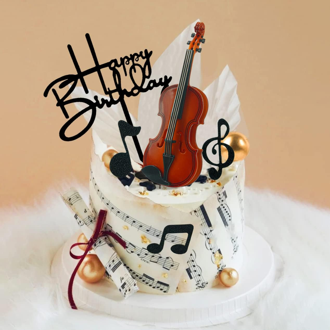 Violin Cake Toppers Music Note Birthday Cake Toppers Violin Model Decorations for Musician Party Birthday Party Baby Shower Supplies image number 2