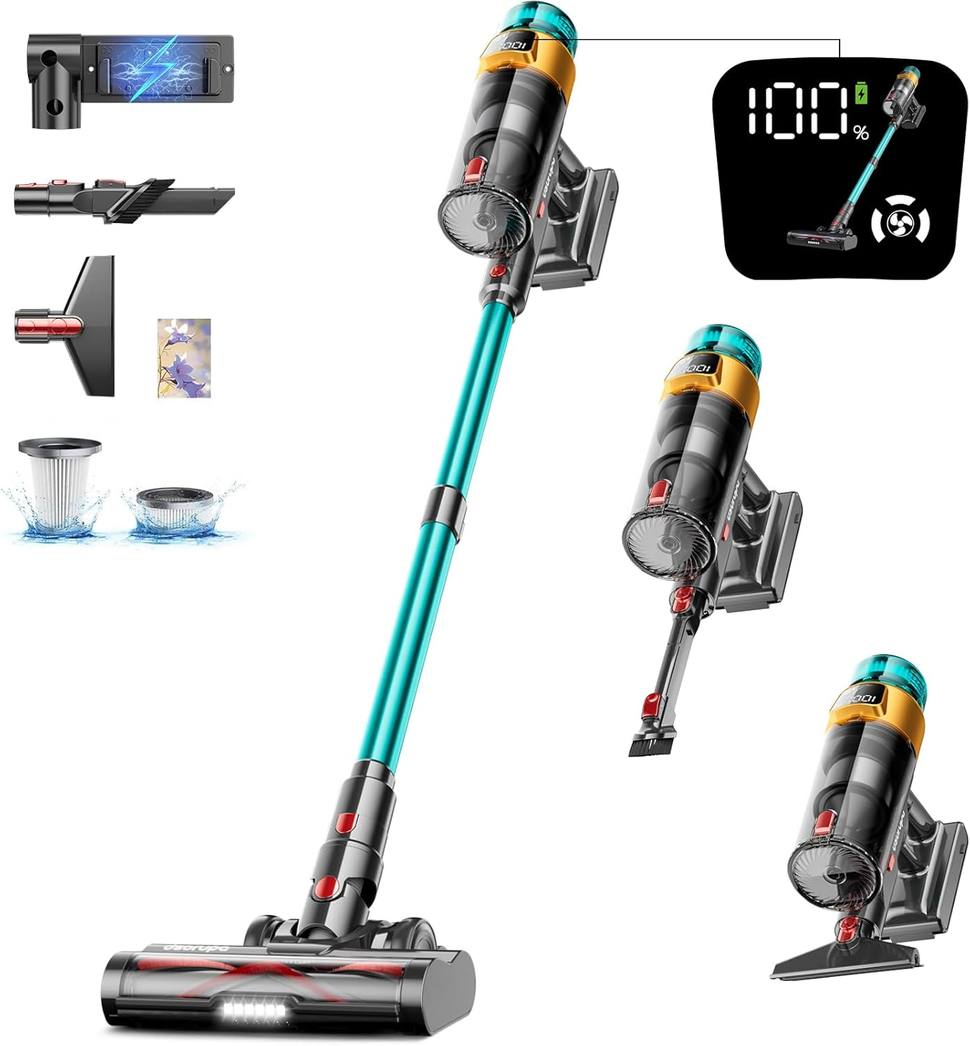 Cordless Vacuum Cleaner, 580W 48KPA 70Mins Vacuum Cleaners for Home, Stick Vacuum with Charging Dock Station, Anti-Tangle Wireless Vacuum, Rechargeable Cordless Vacuum