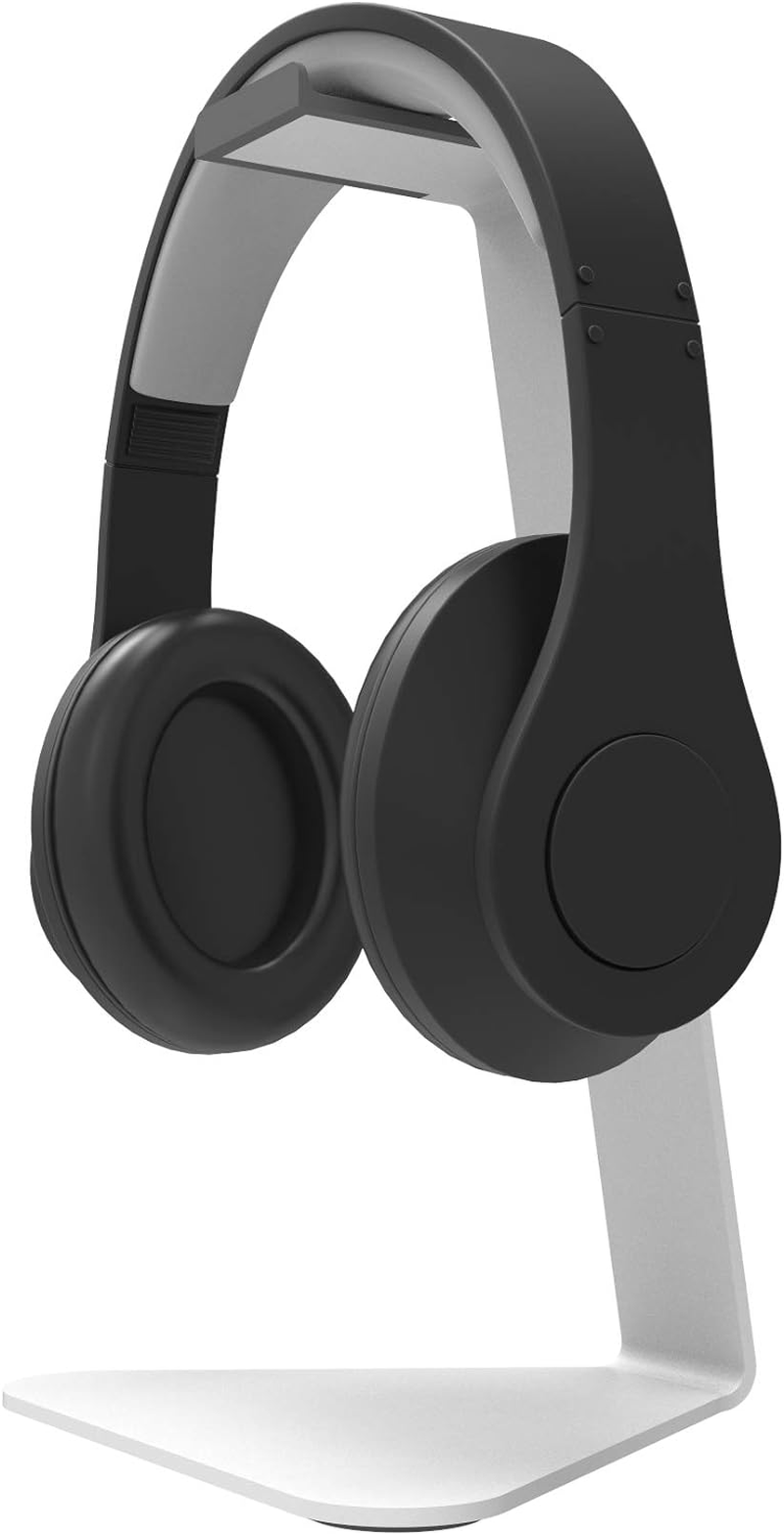 Kanto H1W Universal Desktop Headphone Stand with Curved Silicone Padding | Silver