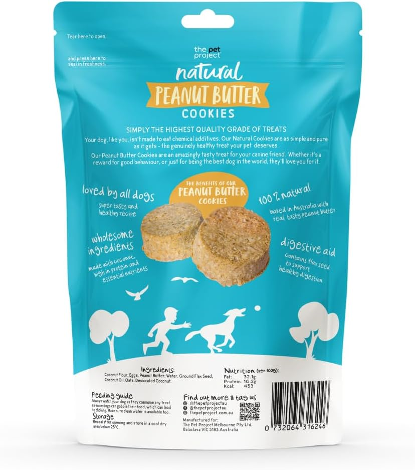 The Pet Project Peanut Butter Cookies Treats for Dogs | Australian Made Human-Grade Natural Treats image number 2