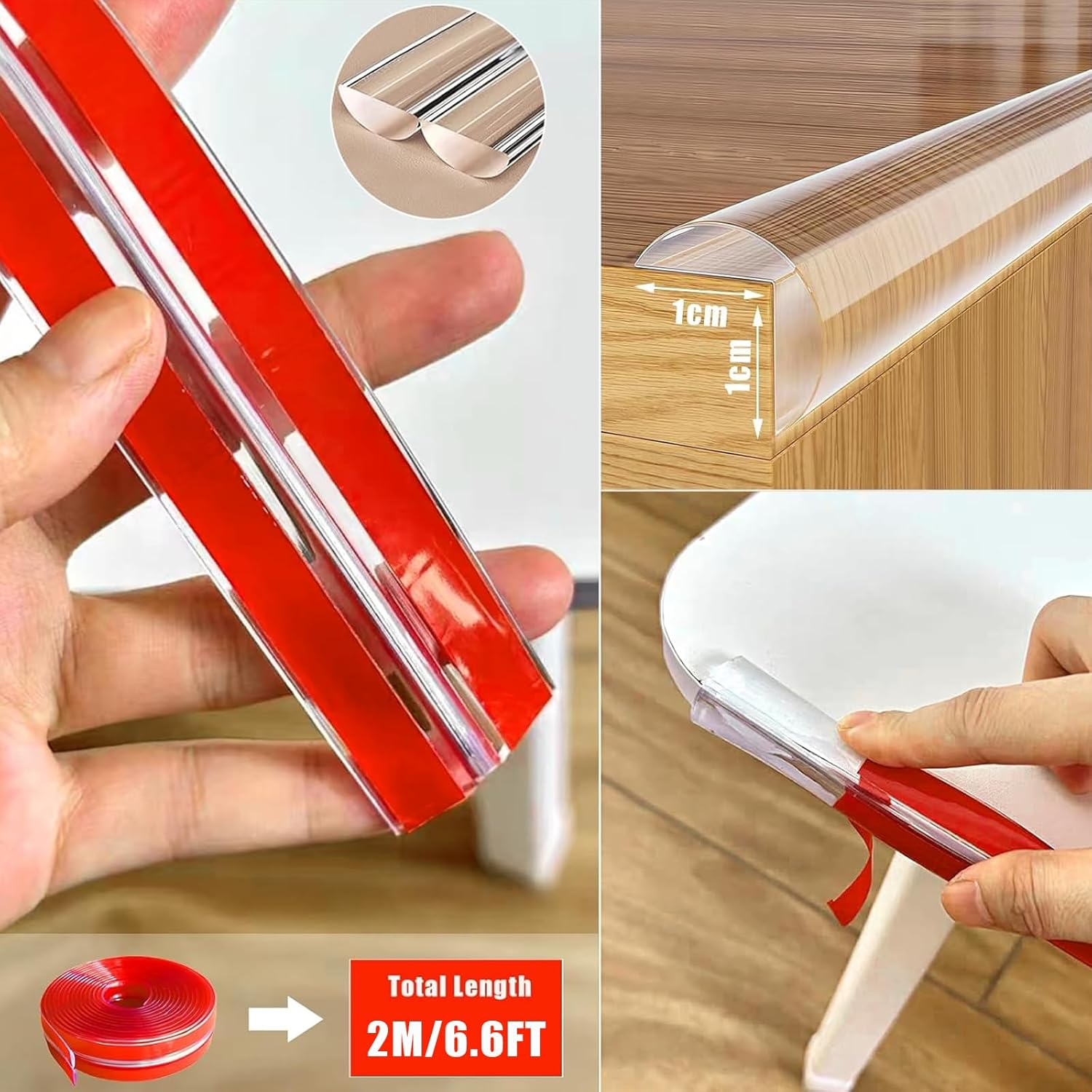 Clear Edge Protector Silicone Guards Strip, Soft Corner Protectors for Kids, Self-Adhesive Baby Proofing for Furniture against Sharp Corners for Drawers, Cabinets, Tables(Width 1Cm image number 3
