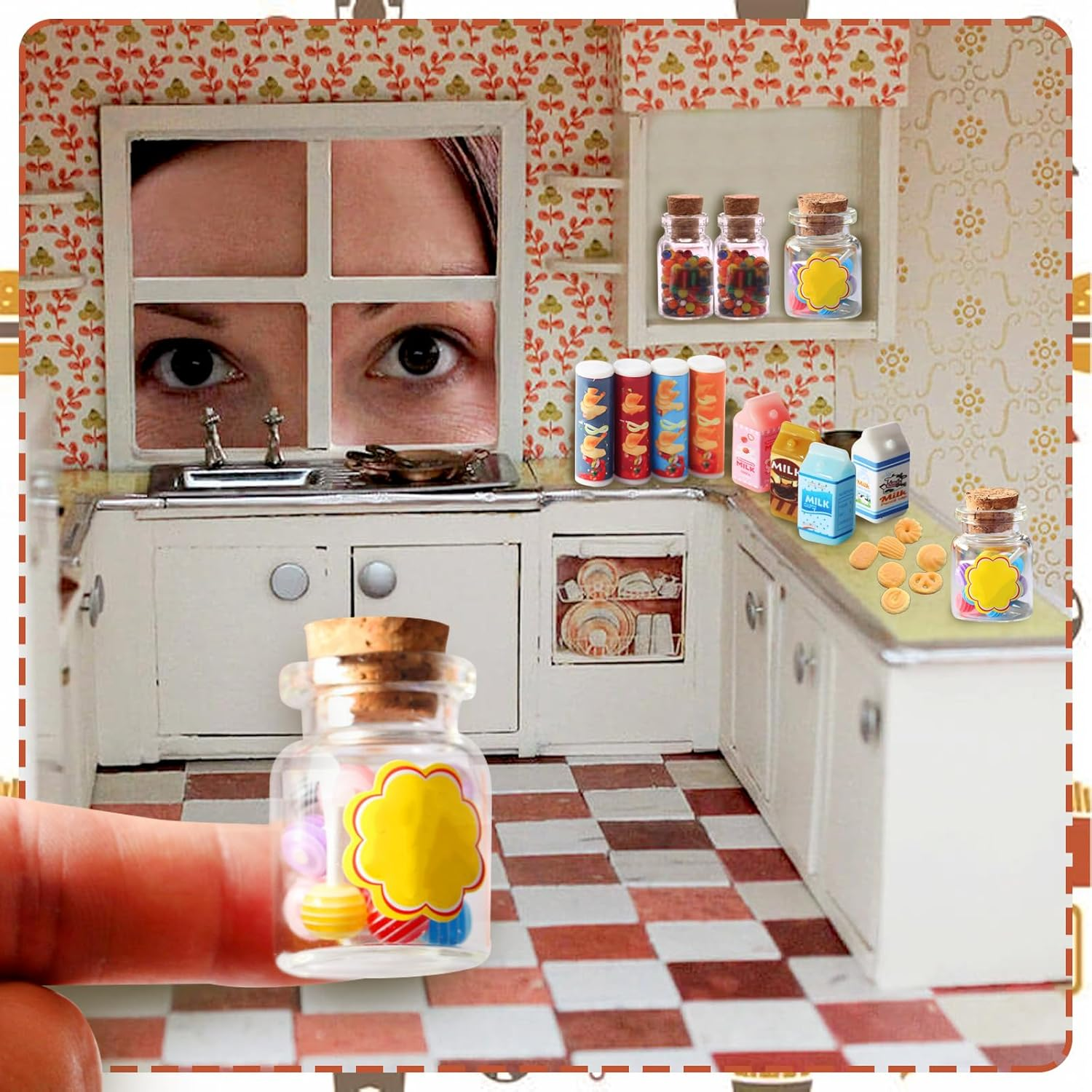 19 Pieces Miniature Food Drink, 1:12 Scale Miniature Dolls House Food Accessories, Mini Food Drink, Miniature Kitchen Accessories, Mini Pretend Play Food Set, for Barbie Doll House image number 2